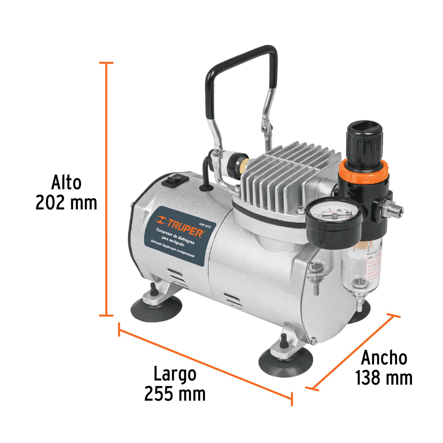 Compresor de diafragma para aerografo 1/5 HP 110 V Truper 17247 Pieza