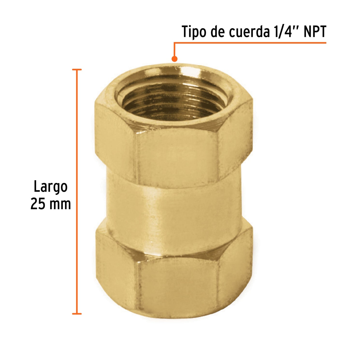 Cople de laton tipo ff cuerda 1/4 npt 19025 truper Pieza