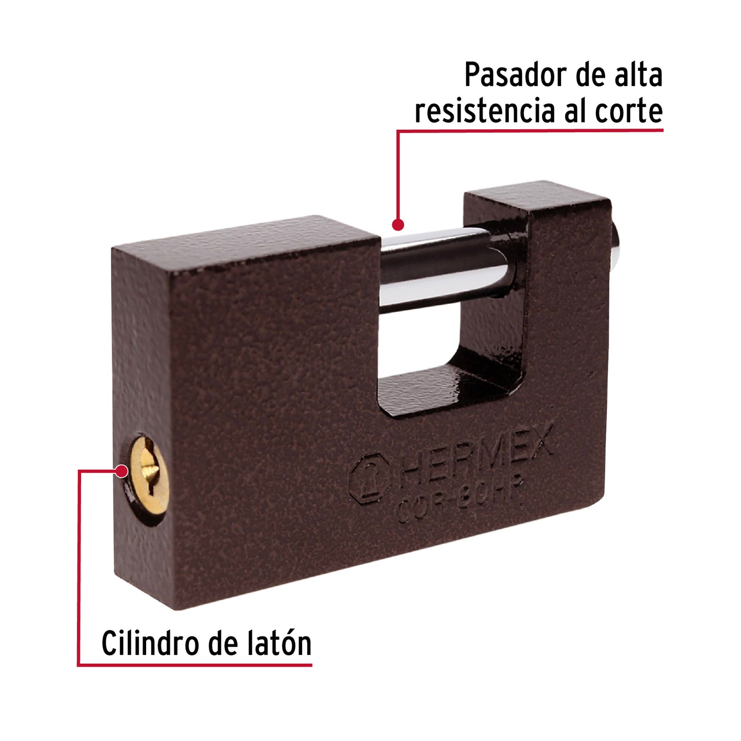 Candado antipalanca 80mm cuerpo de hierro 22517 hermex Pieza