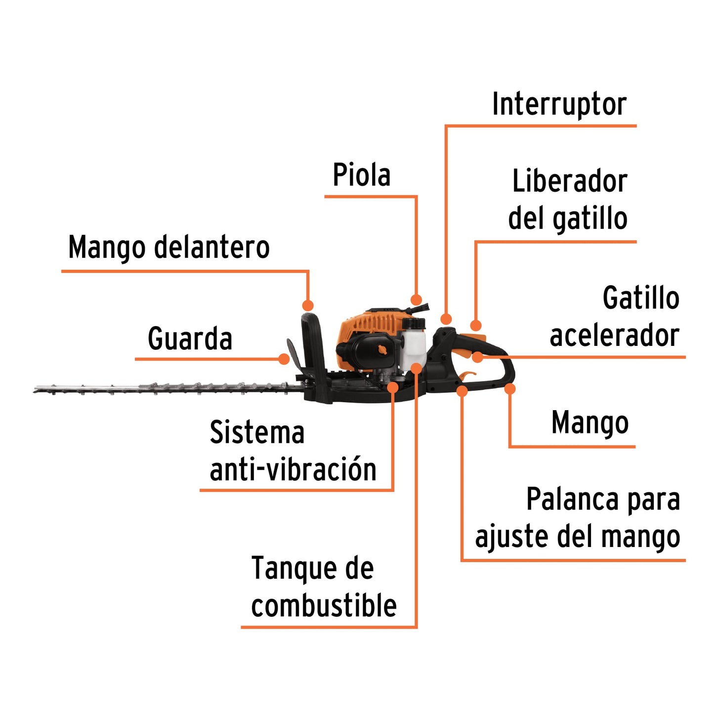 Cortasetos con motor a gasolina 26cc profesional 12251 truper Pieza