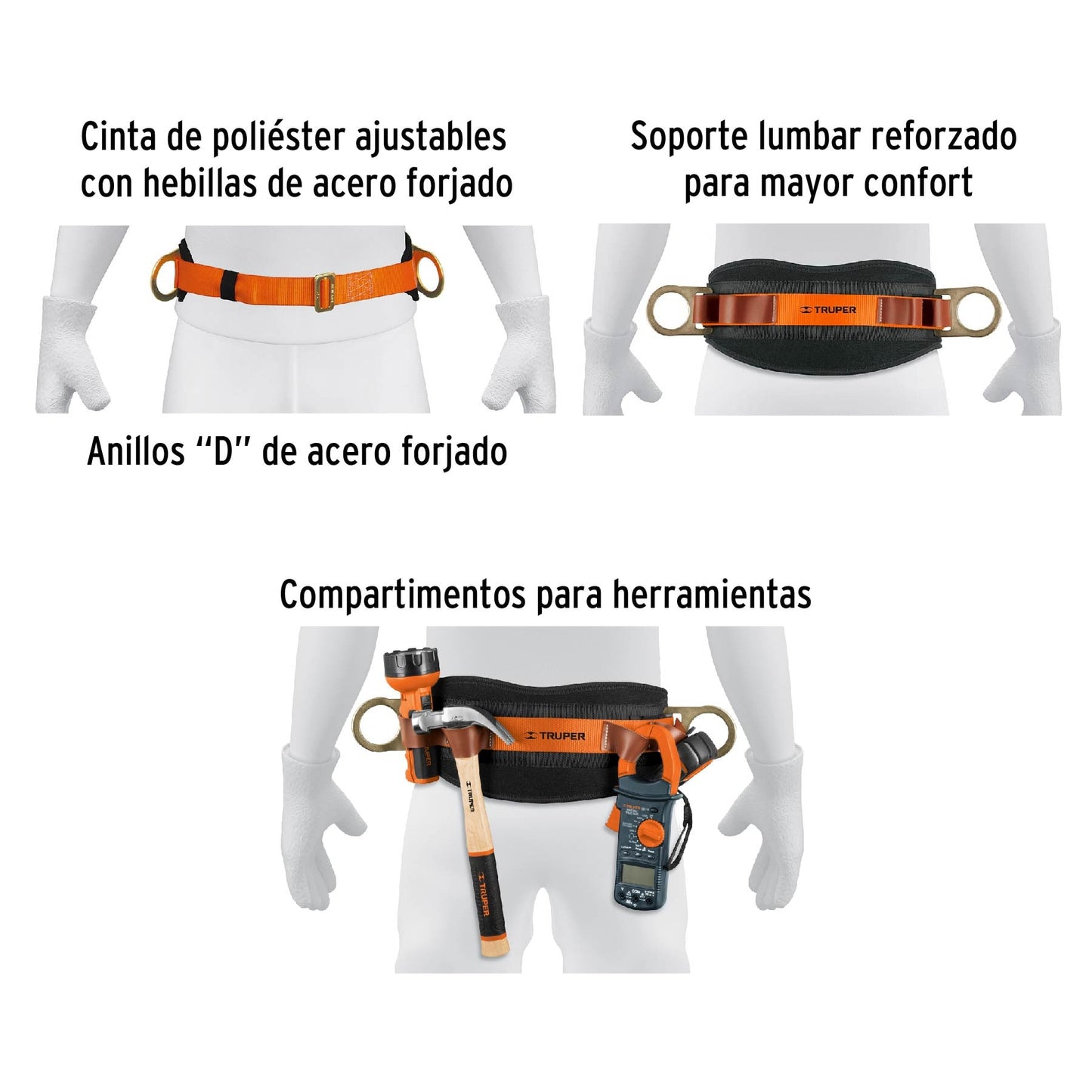 Cinturon de posicionamiento con compartimientos para herramienta 14652 truper Pieza