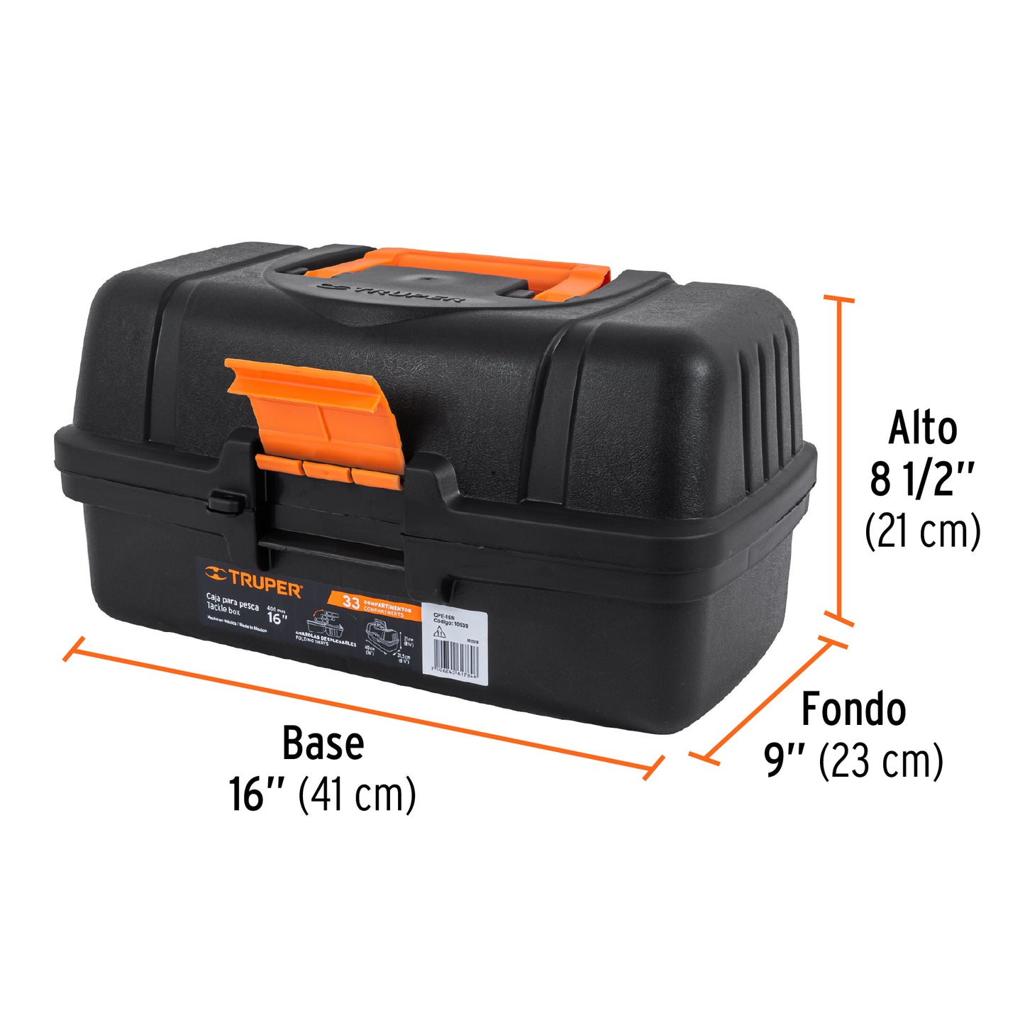 Caja para pesca 16p 10539 truper Pieza