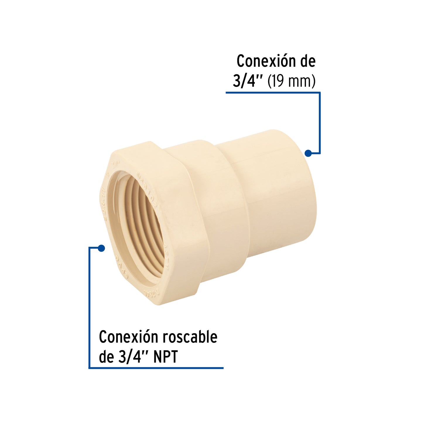Cople cpvc 3/4 rosca int 45102/616158 Foset Pieza