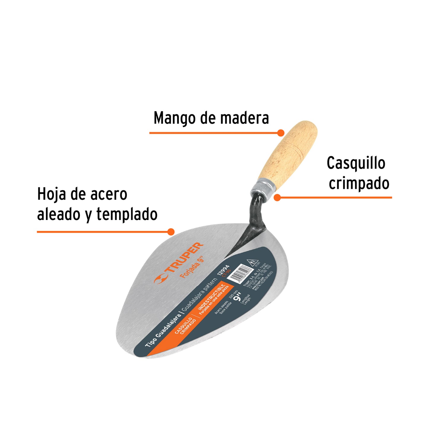 Cuchara para albañil 9p tipo guadalajara truper Pieza