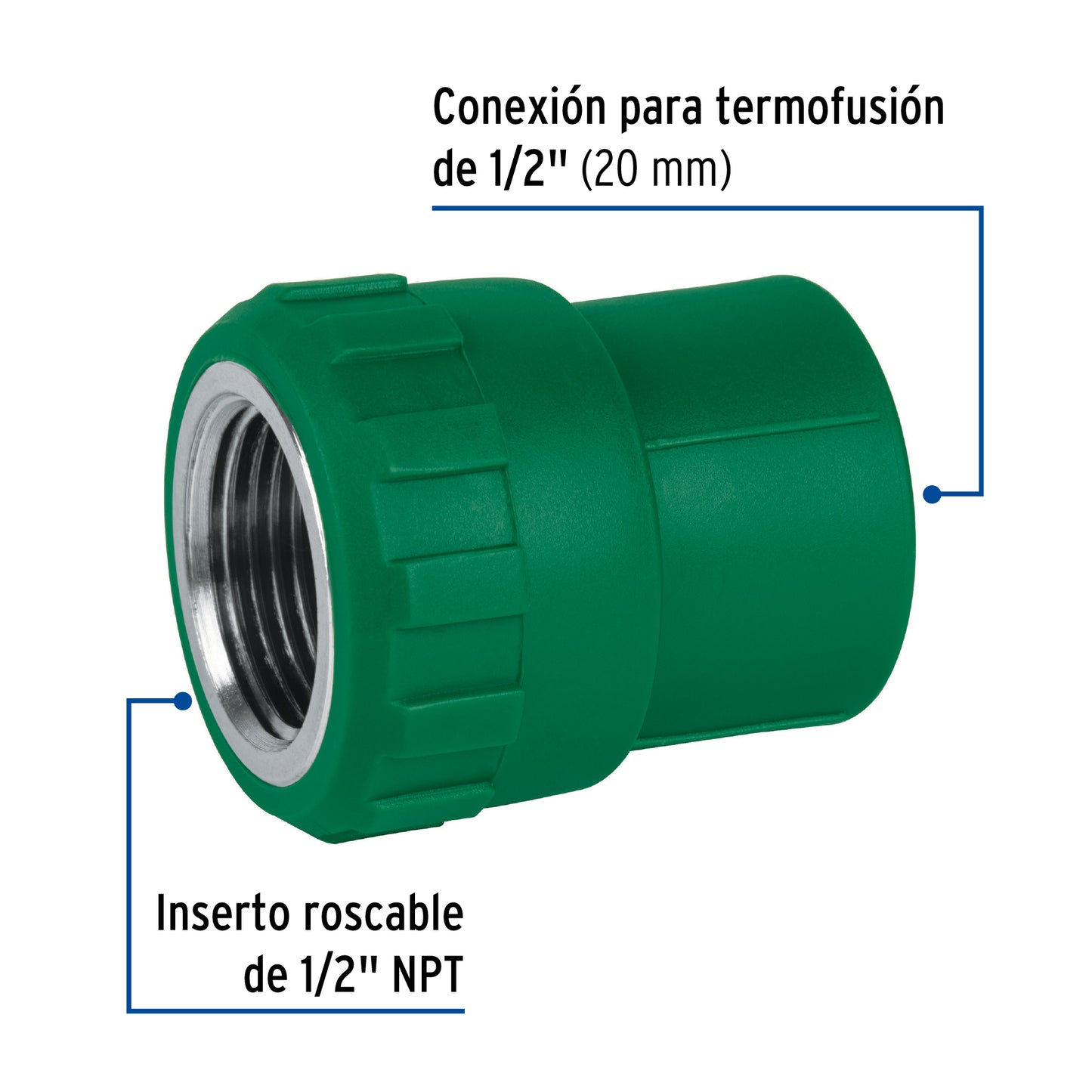 Conector hembra con inserto metalico (20) 13mm polipropileno 49885/200039 foset Pieza