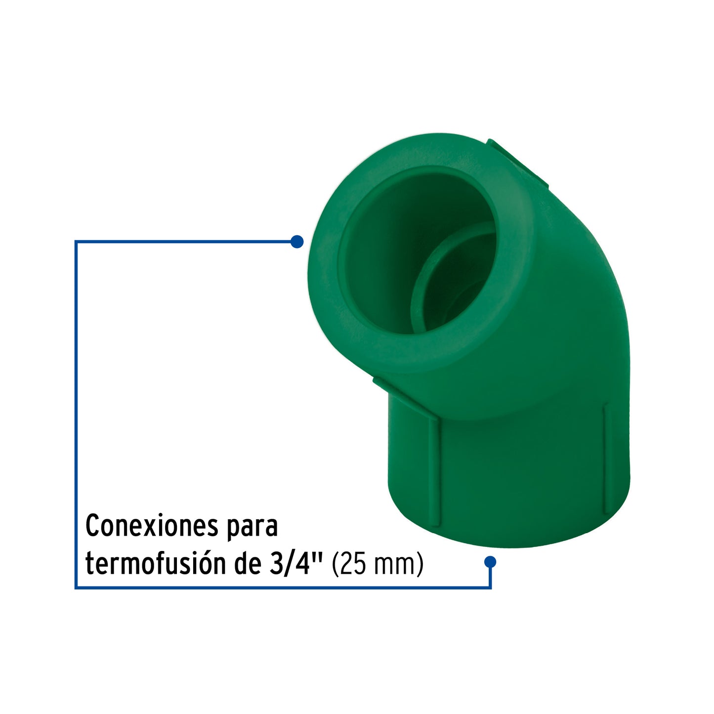Codo 45 x (25) 19mm polipropileno 49868 truper Pieza