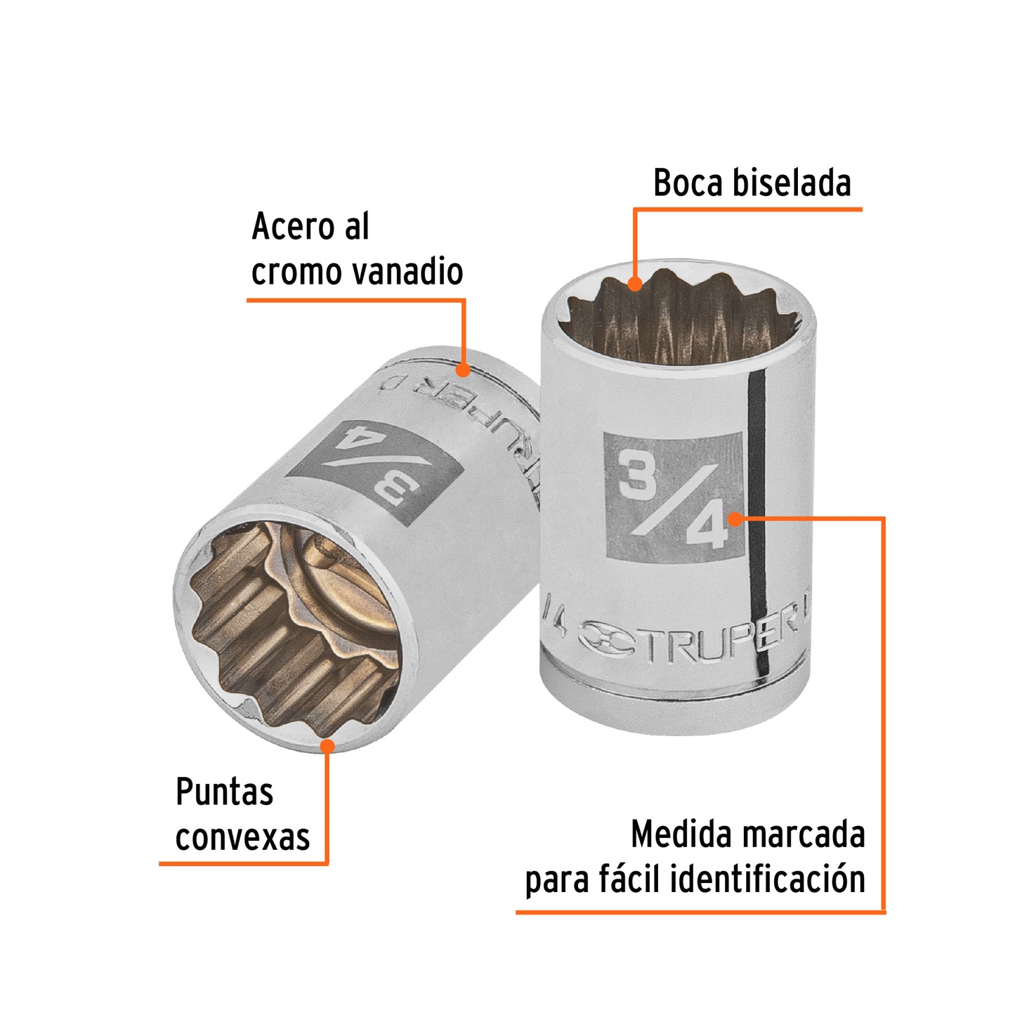 Dado de 12 puntas cuadro 1/2p de 3/4p Pieza