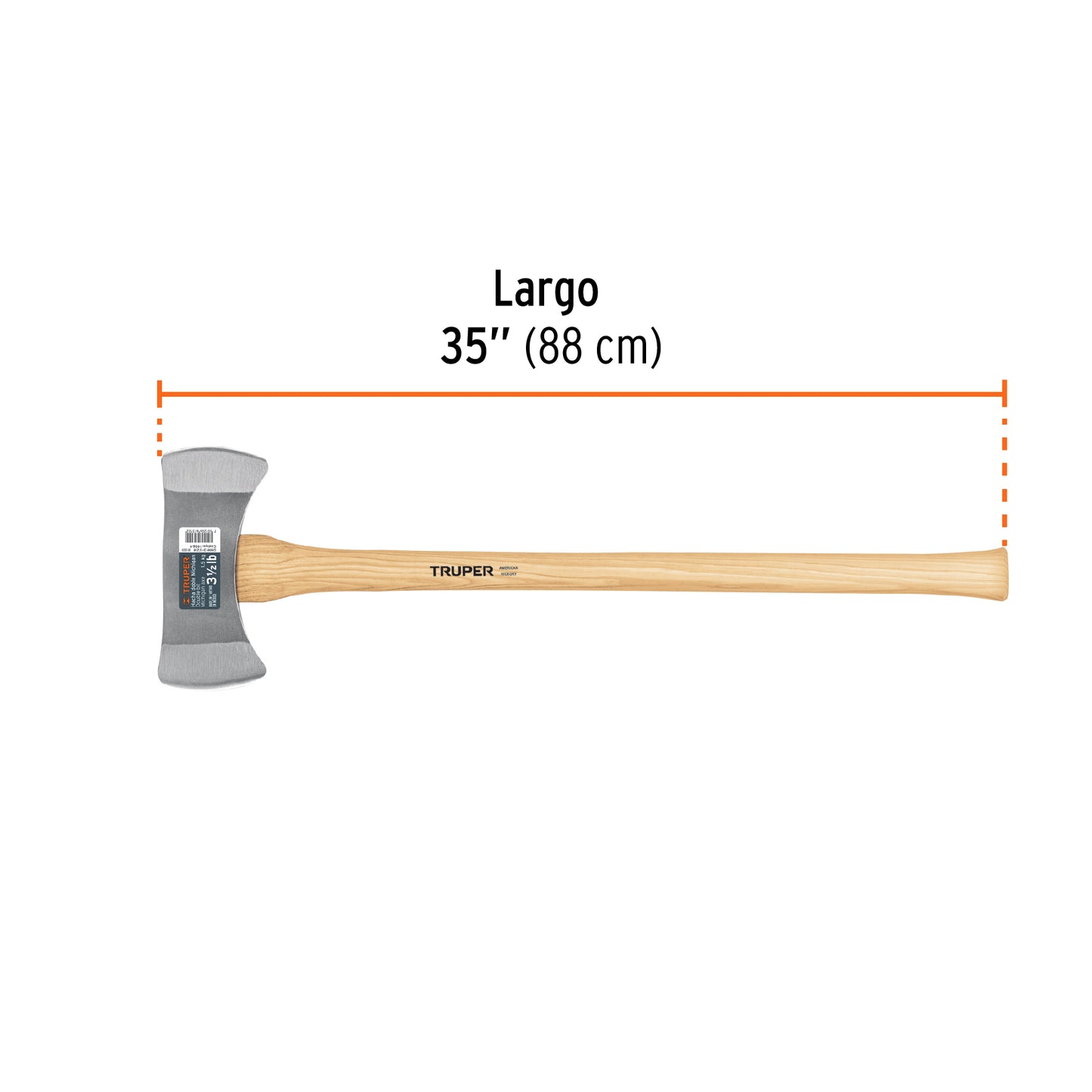 Hacha doble Michigan 3-1/2 lbs mango de Hickory 35p 14964 Truper Pieza