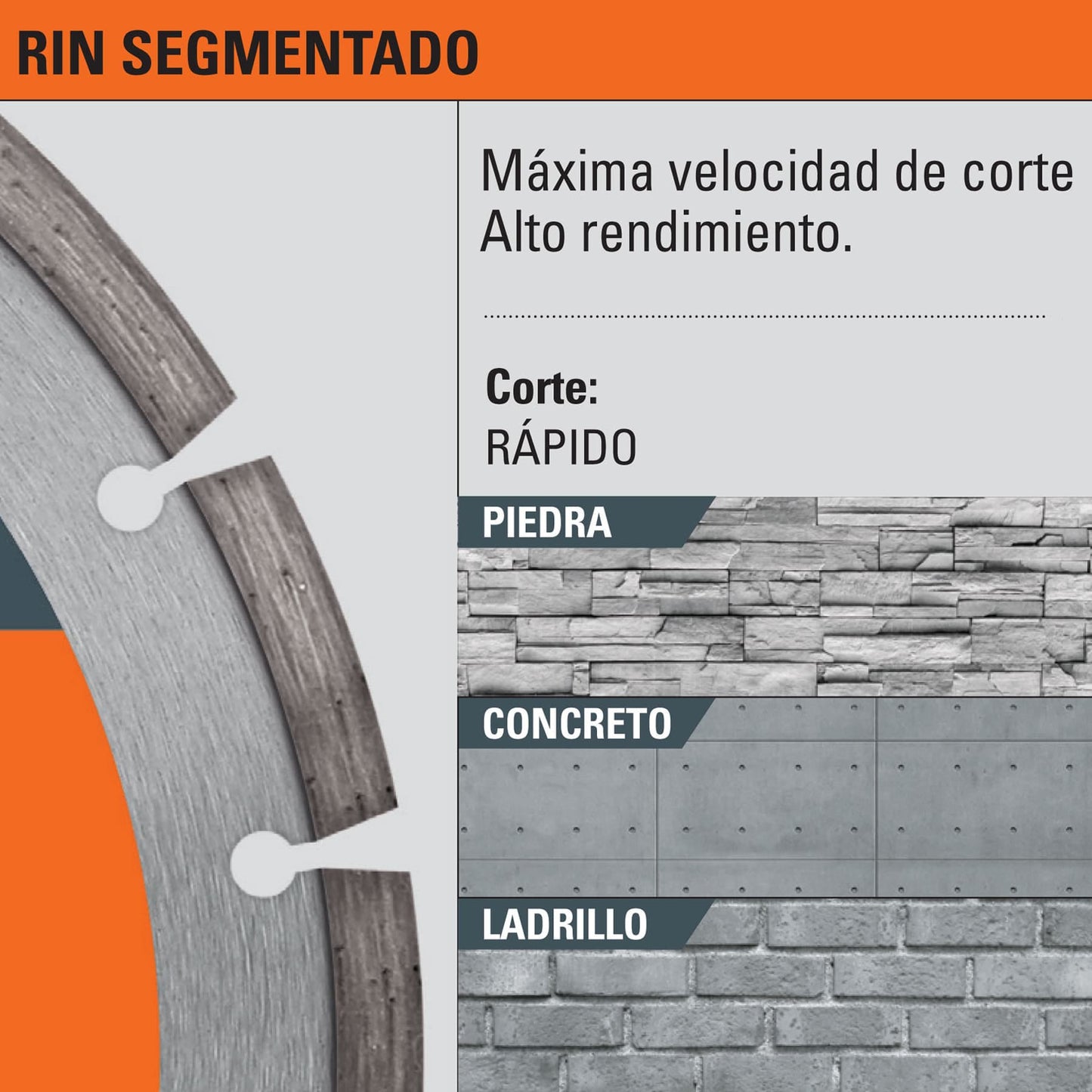 Disco diamante rin segmentado diametro 41/2p Pieza