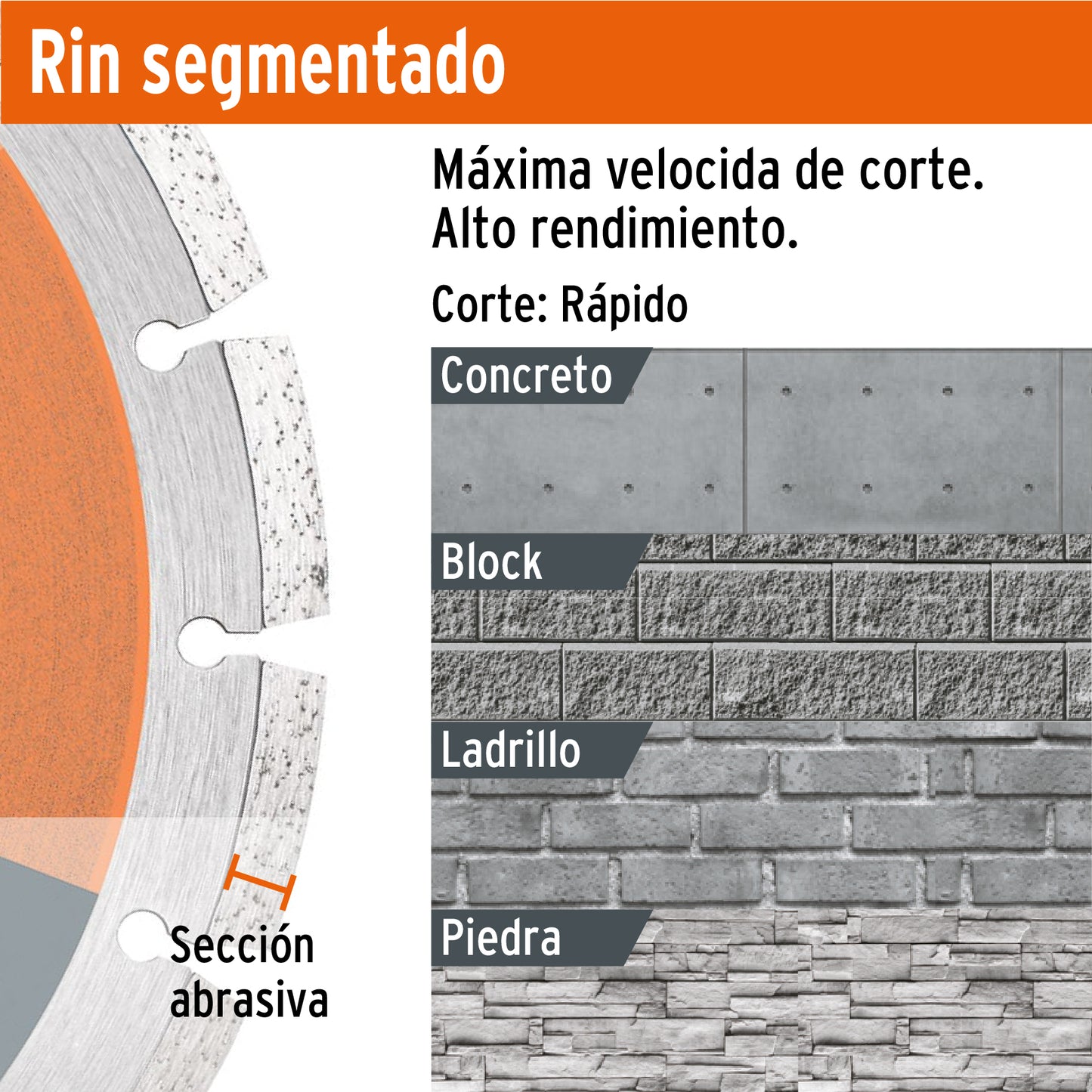 Disco diamante rin segmentado diametro 41/2p Pieza