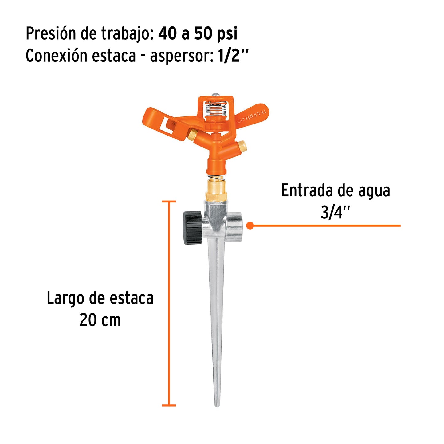 Aspersor metalico dos vias estaca metalica de 11p Pieza
