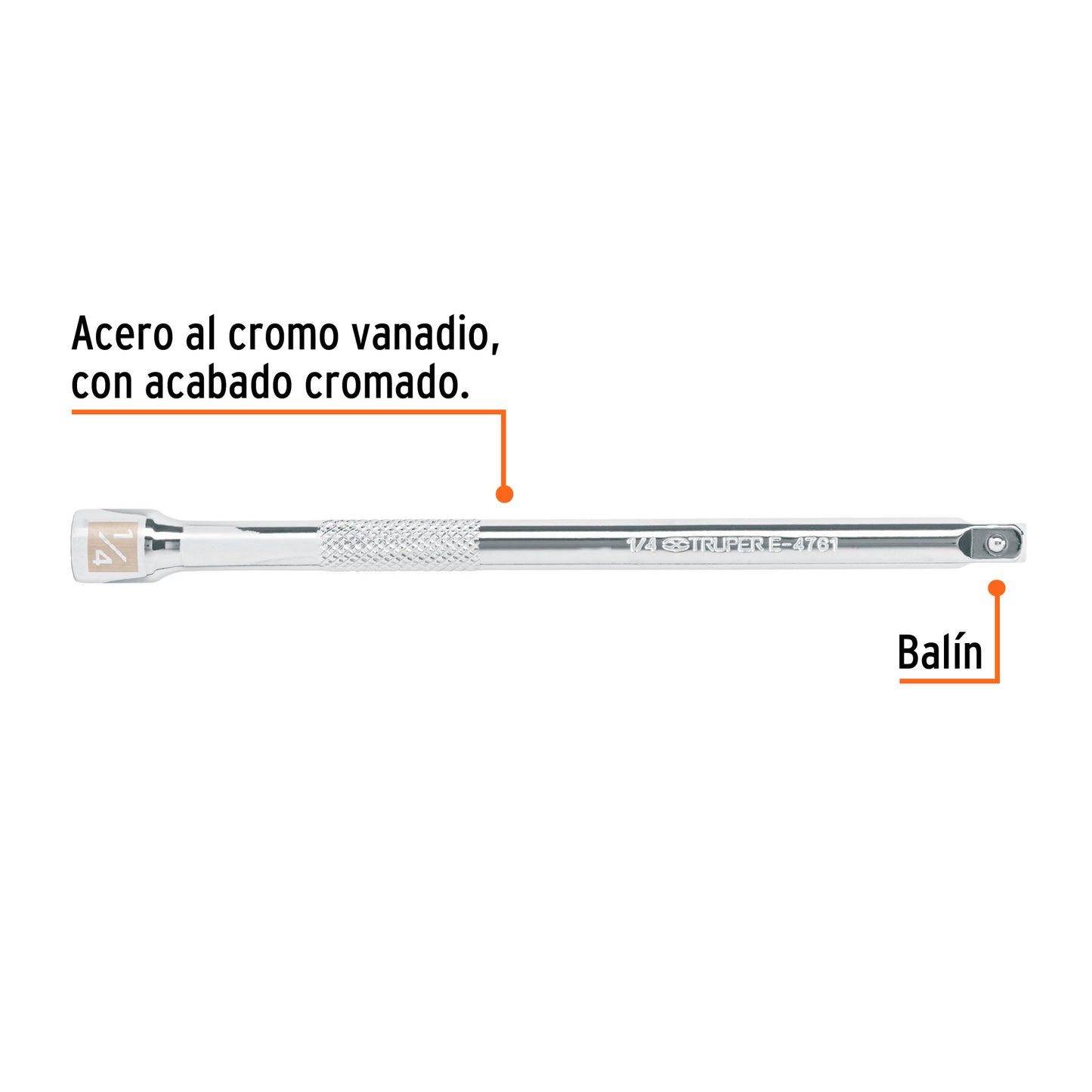 Extension para dado cuadro 1/4 x 6 pulg 13915 truper Pieza