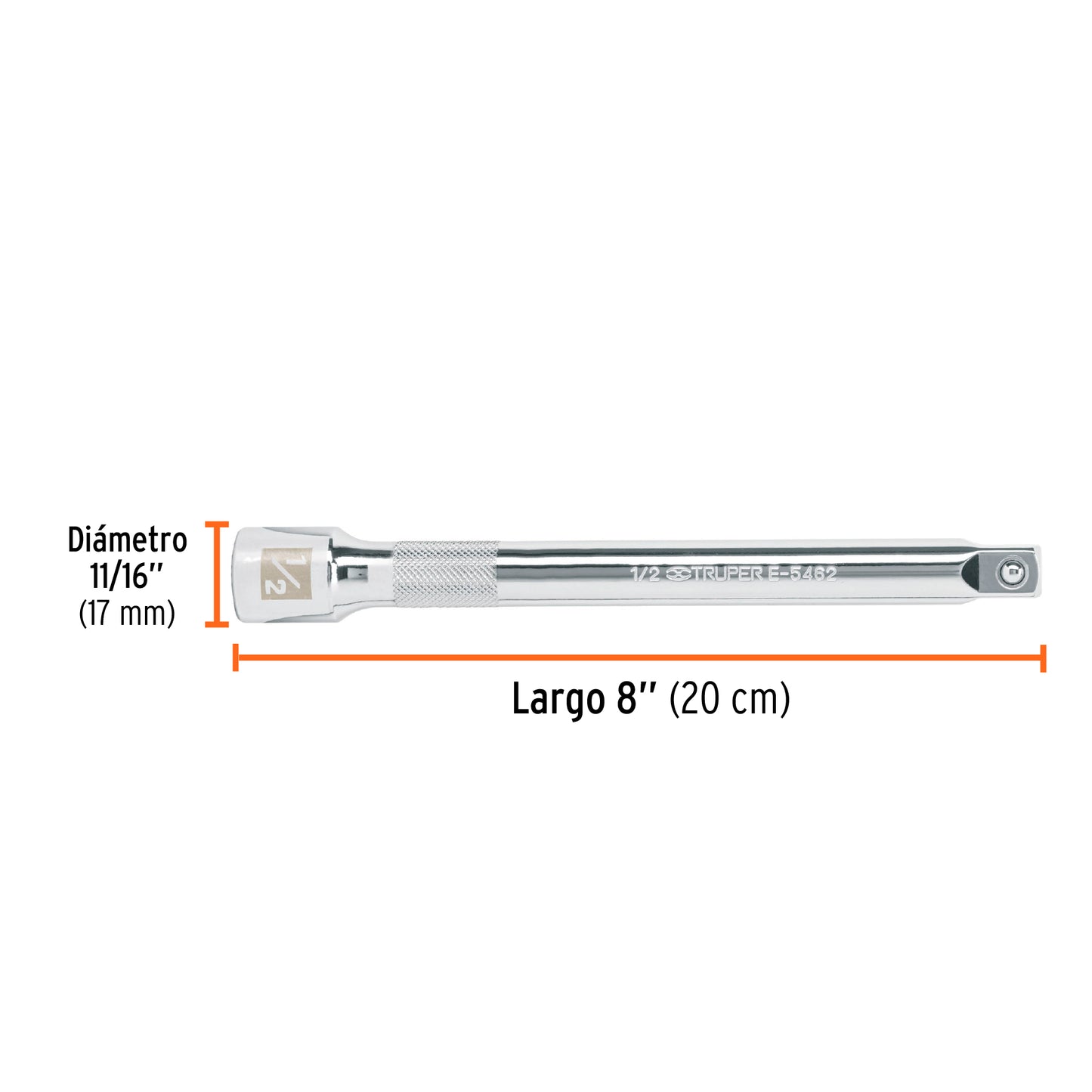 Extension de 8p para matraca para dados cuadro de 1/2 13917 truper Pieza