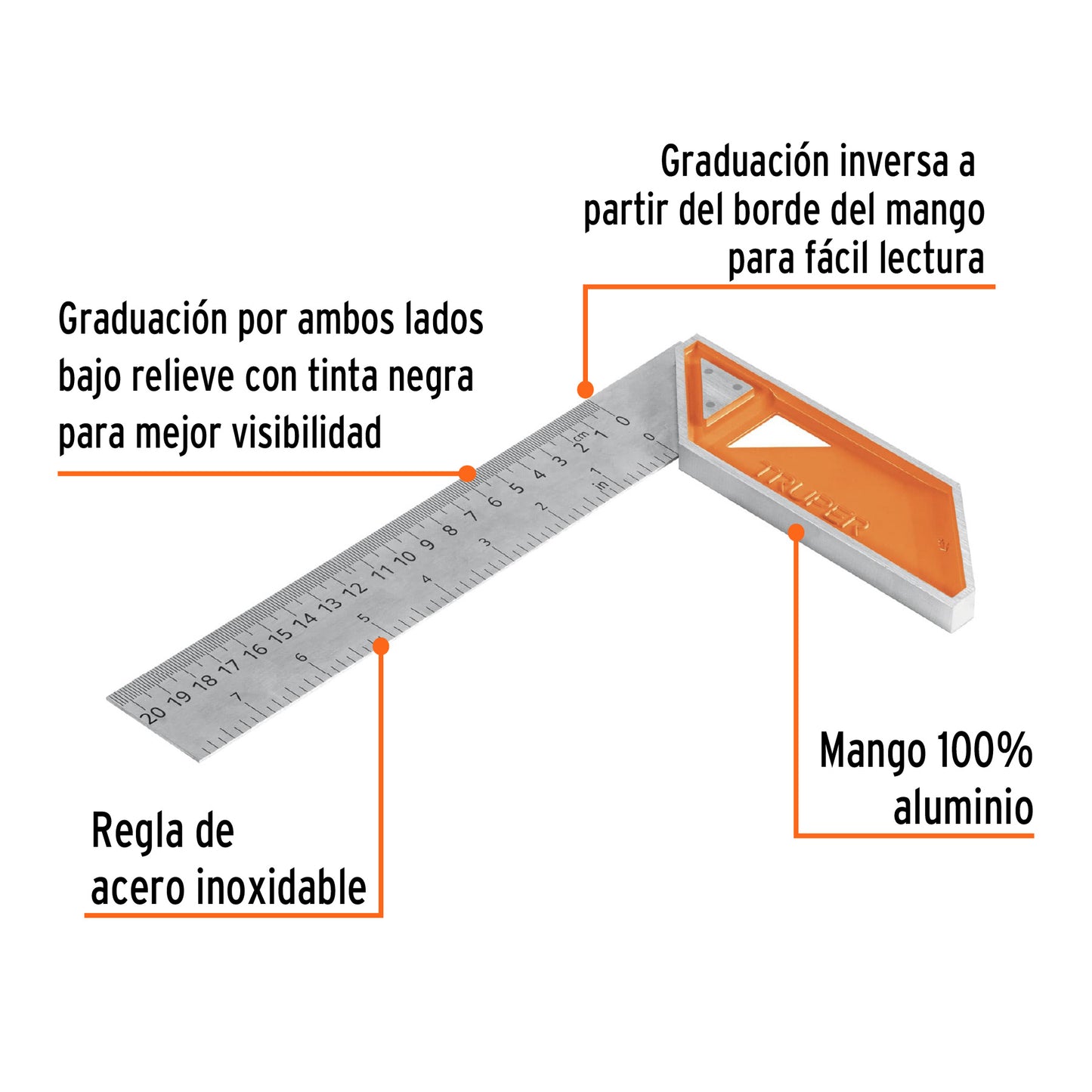 Escuadra carpintero 8 14372 Truper Pieza
