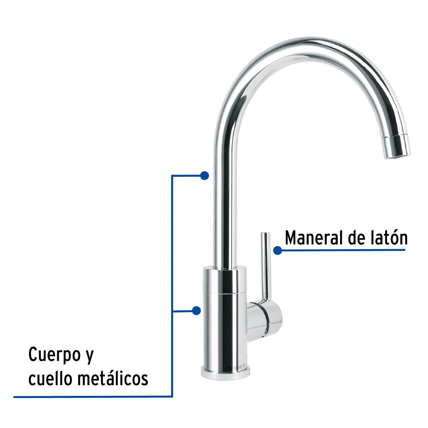 Monomando para fregadero cuello alto element foset 49915 Pieza