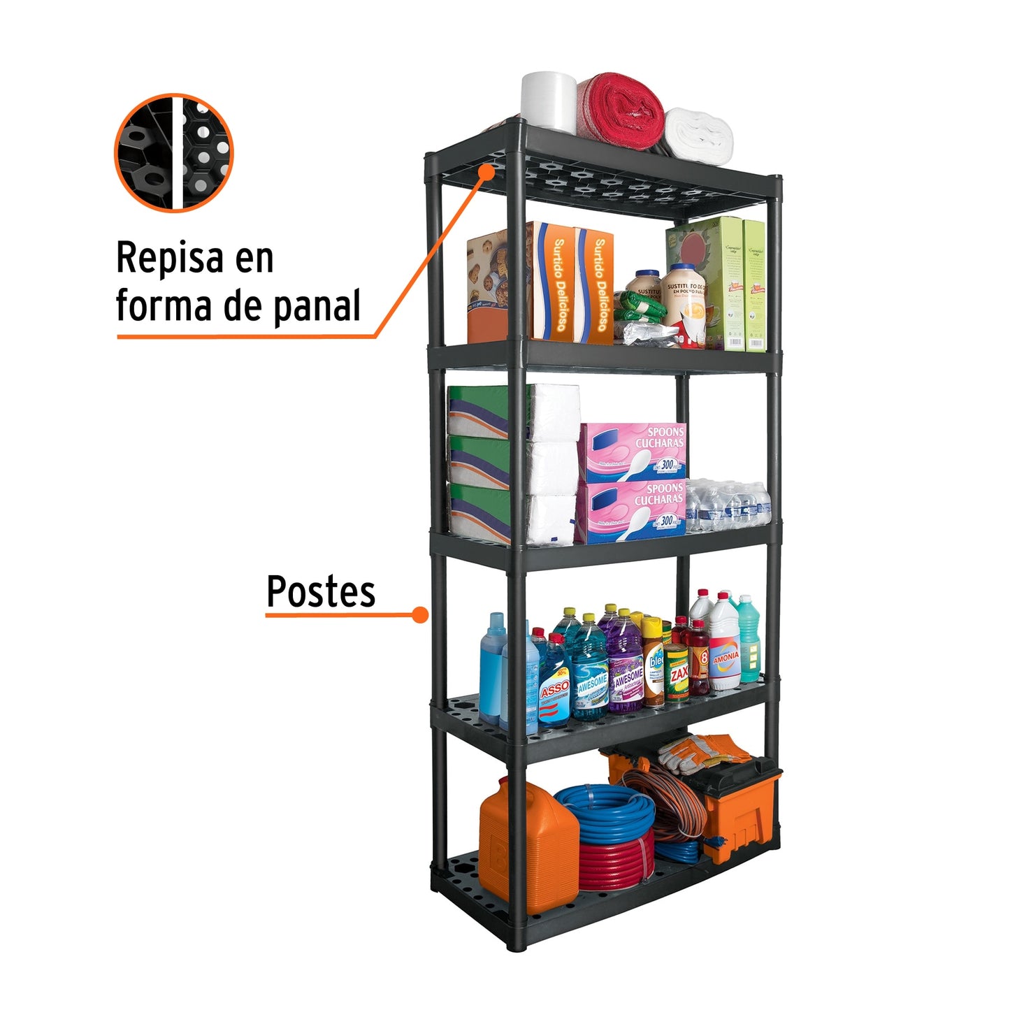 Estante de plastico uso rudo 5 estantes 19943 truper Pieza