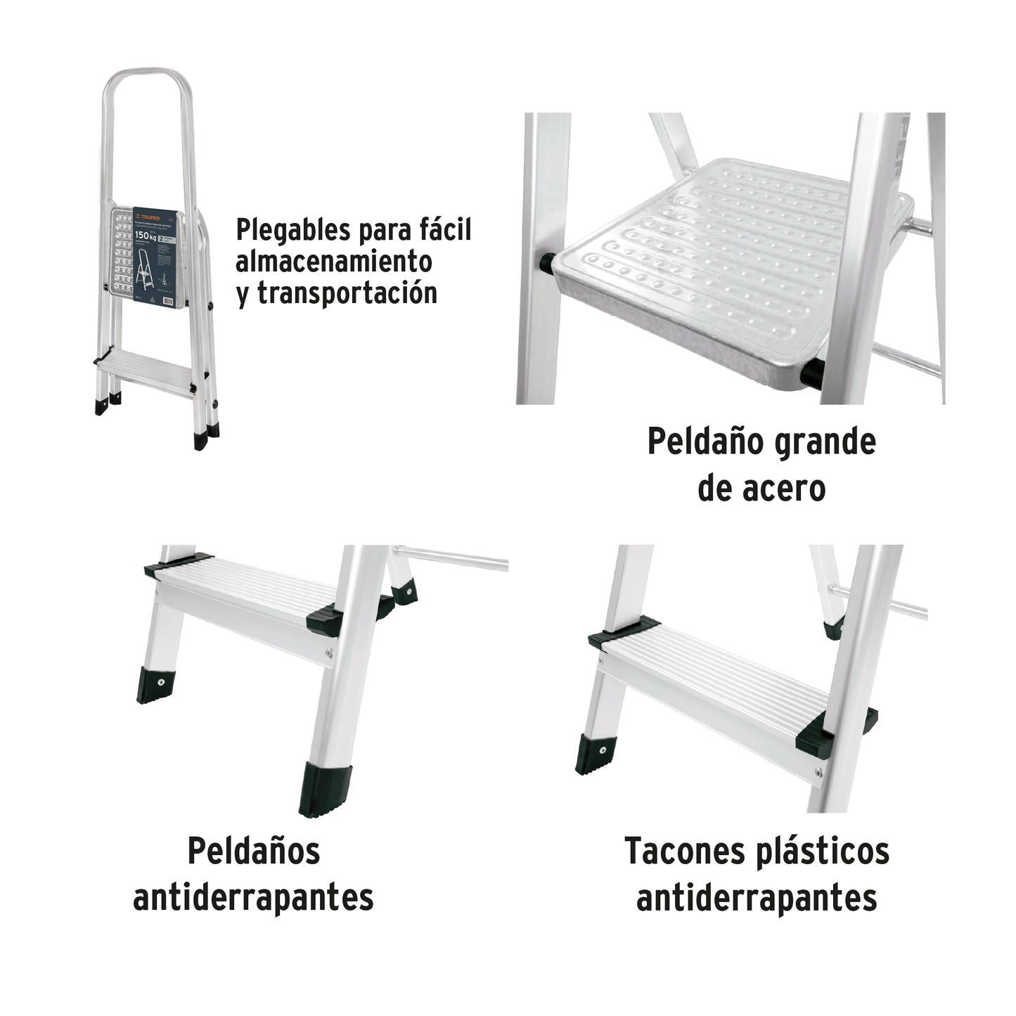 Escalera tubular plegable 2 peldaños aluminio 16763 truper Pieza