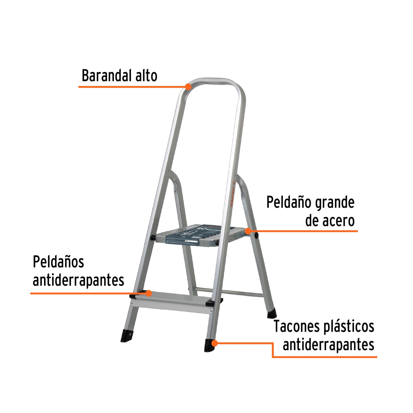 Escalera tubular plegable 2 peldaños aluminio 16763 truper Pieza
