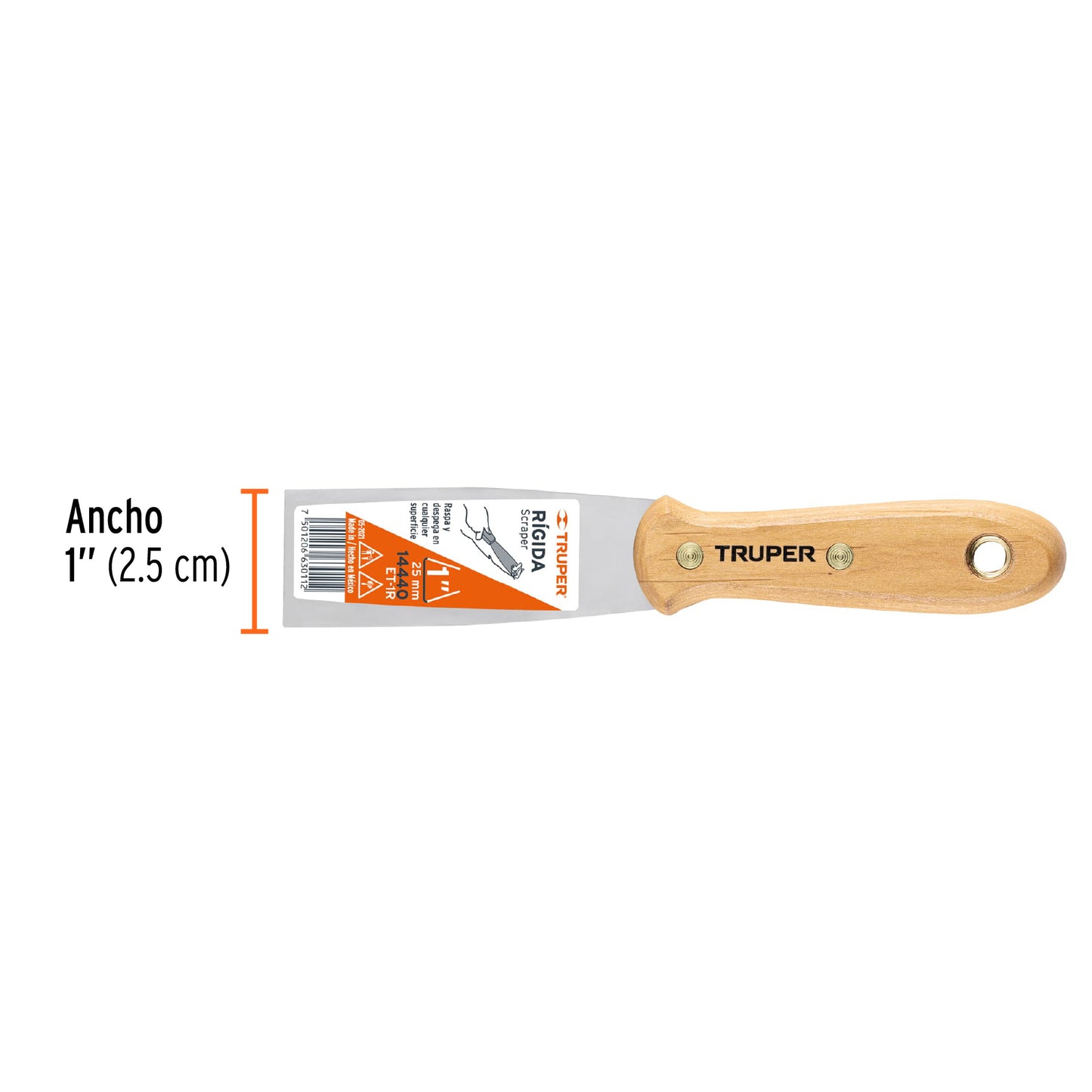 Espatula rigida mango de madera 1p truper14440 Pieza