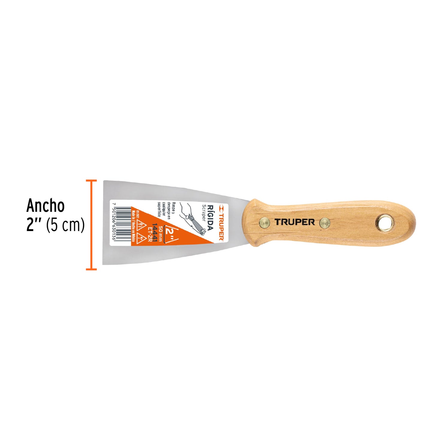 Espatula rigida mango de madera 2p truper Pieza