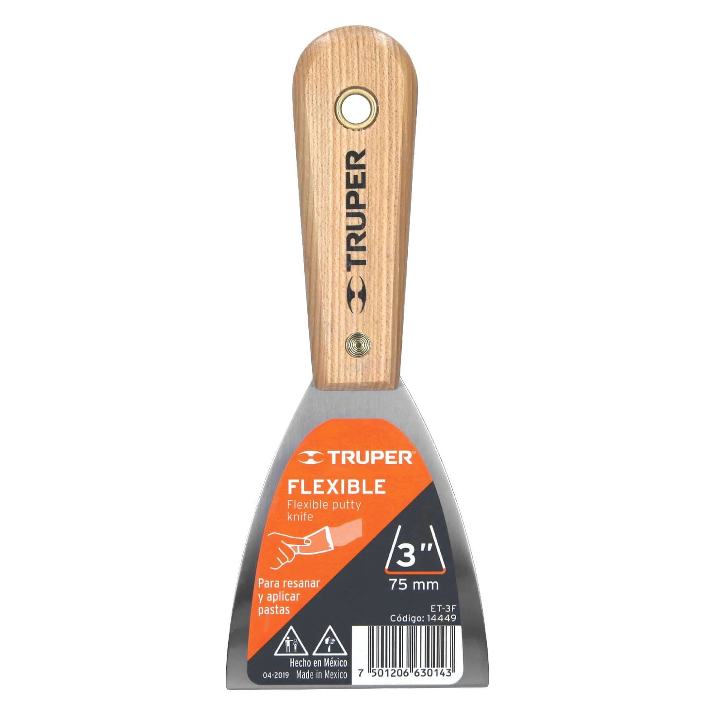 Espatula flexible mango de madera 3p 14449 truper Pieza