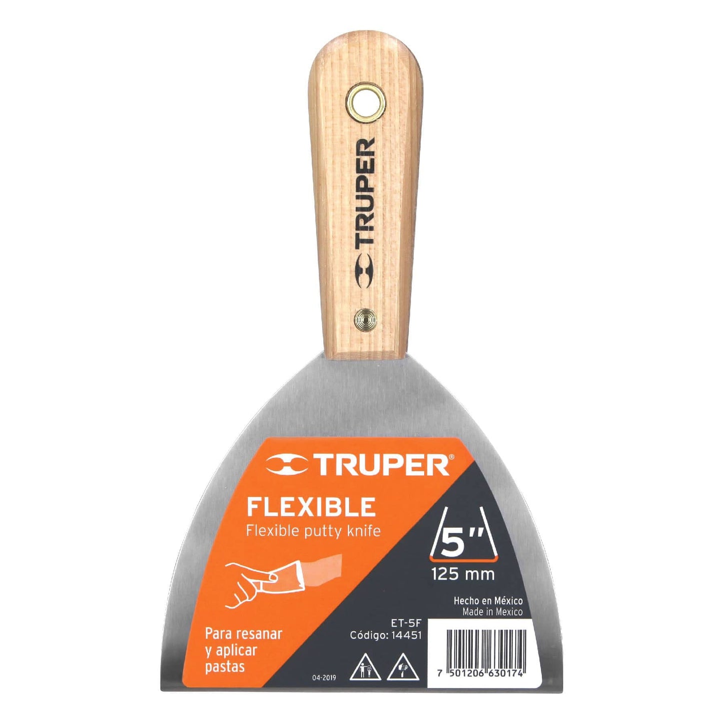 Espatula flexible mango de madera 5p 14451 truper Pieza