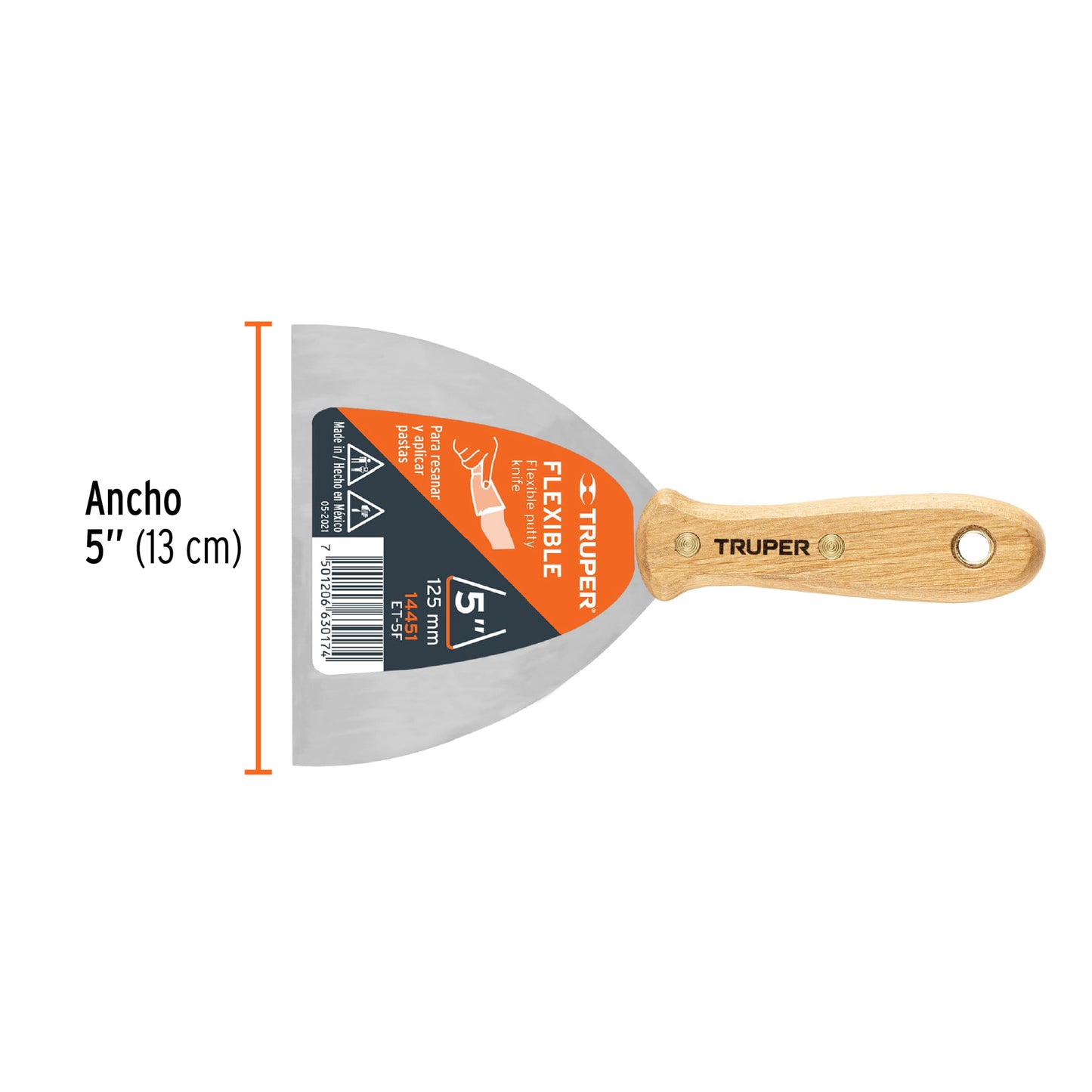 Espatula flexible mango de madera 5p 14451 truper Pieza