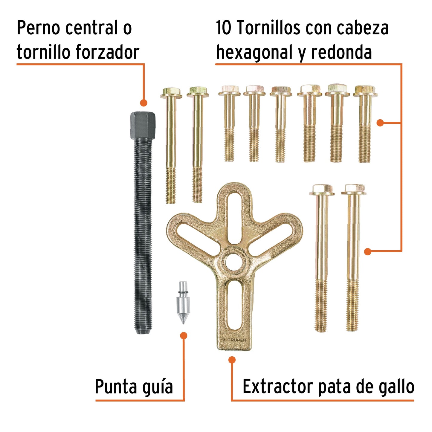 Juego de extractor tipo pata de gallo con 13 piezas 14510 truper Pieza
