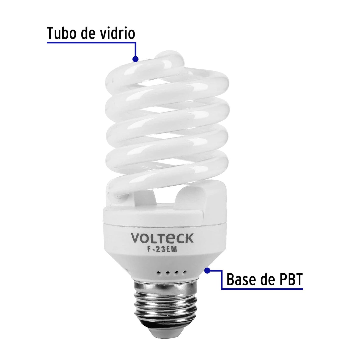 Lampara 23 w espiral mini luz calida t2 en blister volteck 46838 Pieza