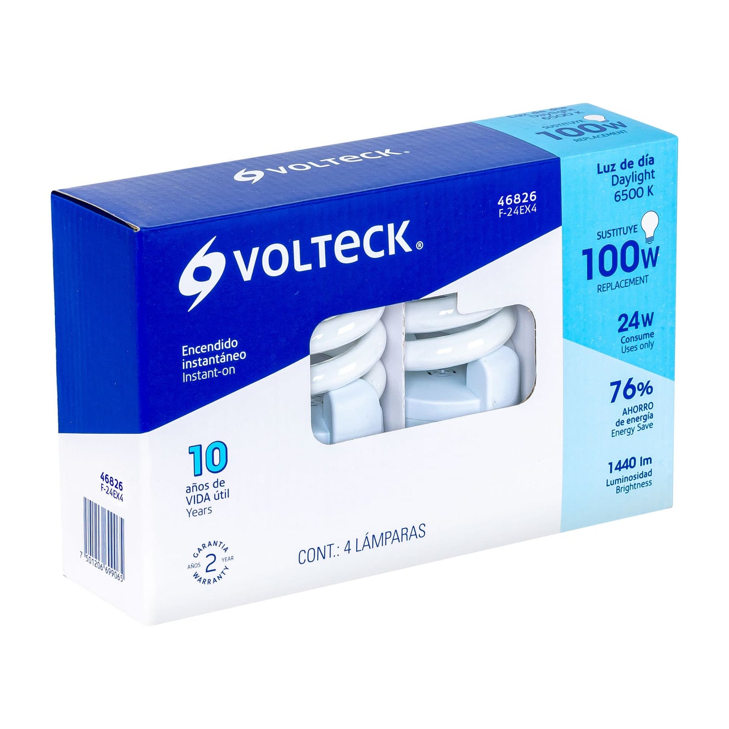 Foco 24 w espiral t4 4 piezas en caja volteck 46826 Pieza