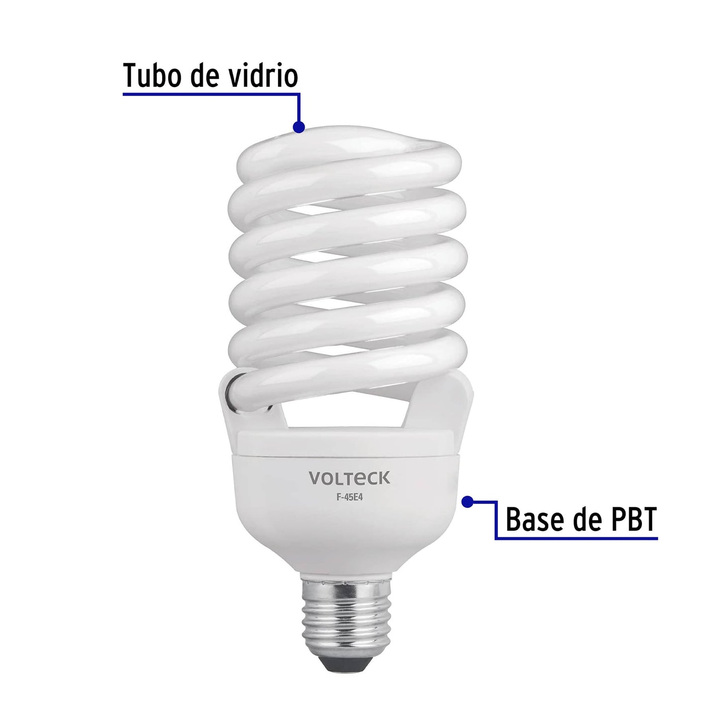 Lampara 45 w espiral alta potencia luz dia t4 en caja 46828 volteck Pieza