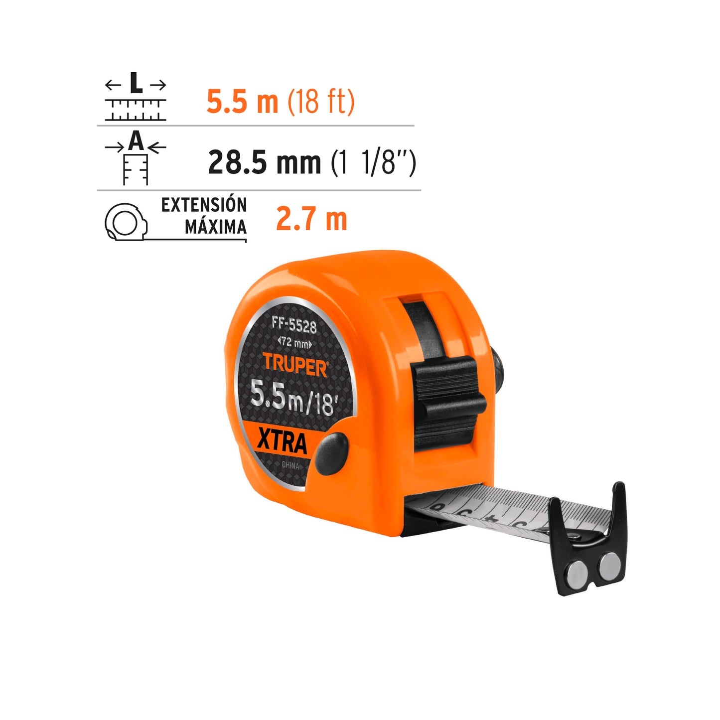 Flexometro fatboy 5.5 mts cinta 1 1/8 15385 Pieza