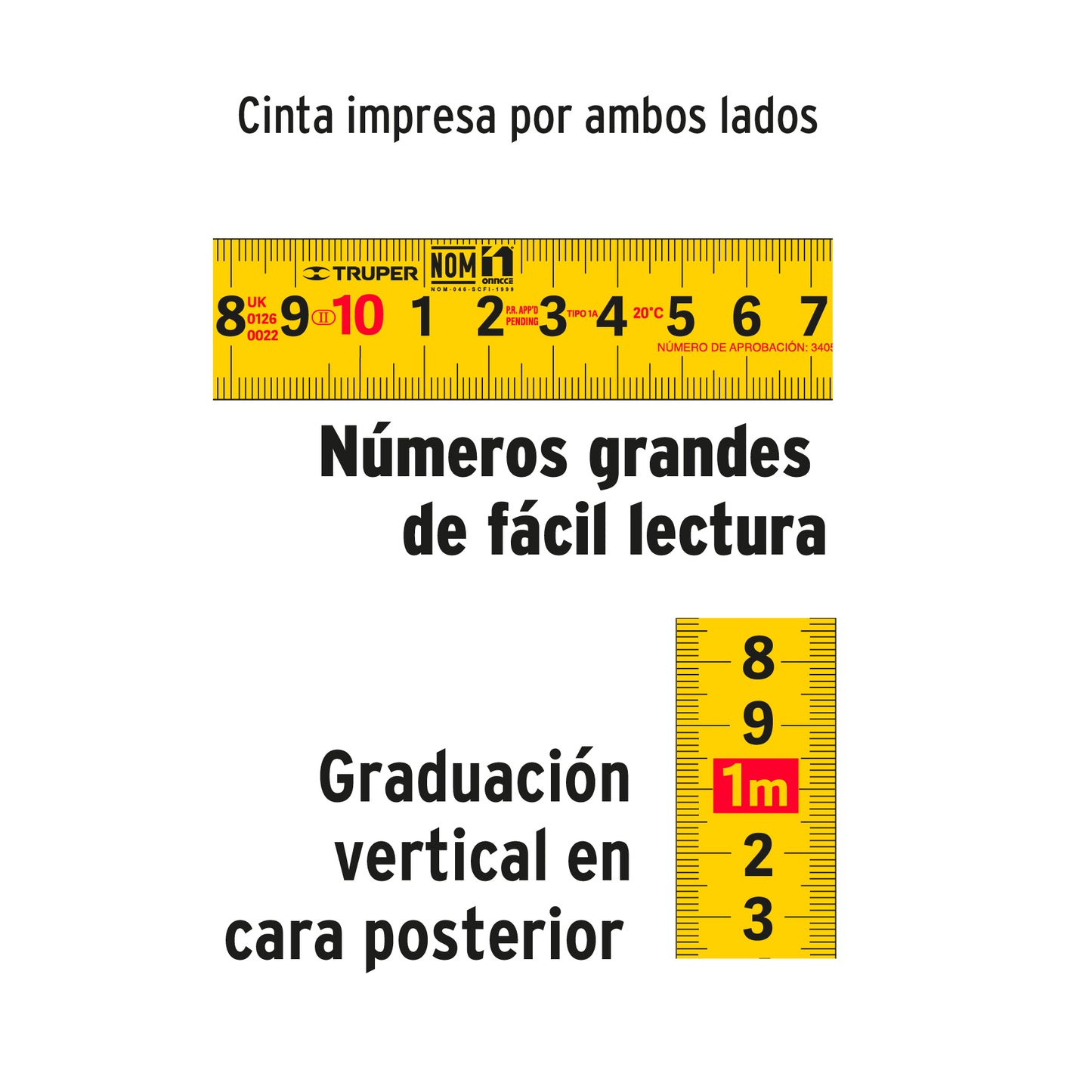 Flexometro contra impacto 5 m 3/8p graduacian metrica 15388 truper Pieza