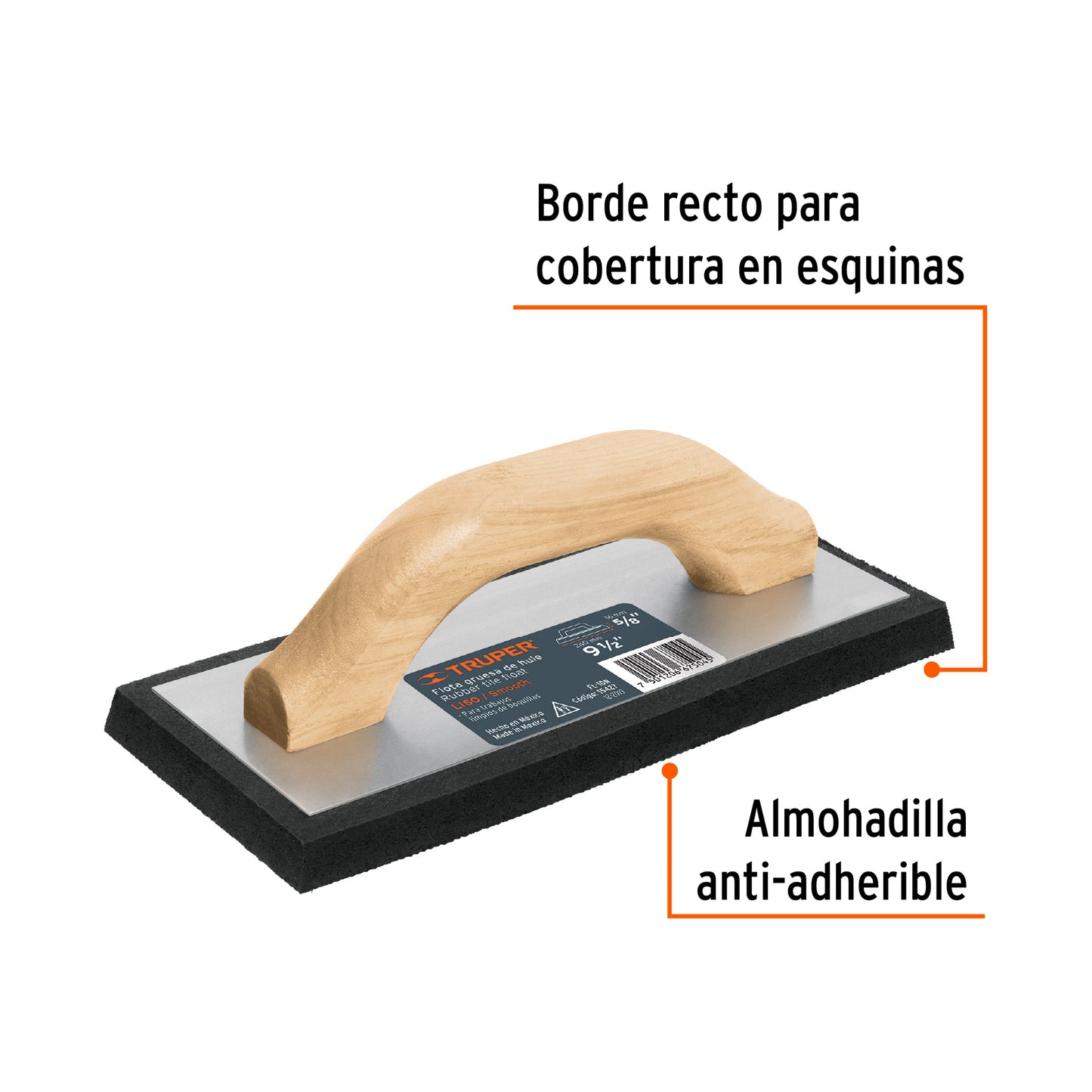 Flota de hule 9-1/2p espesor 5/8p acabado fino -15427 -truper Pieza