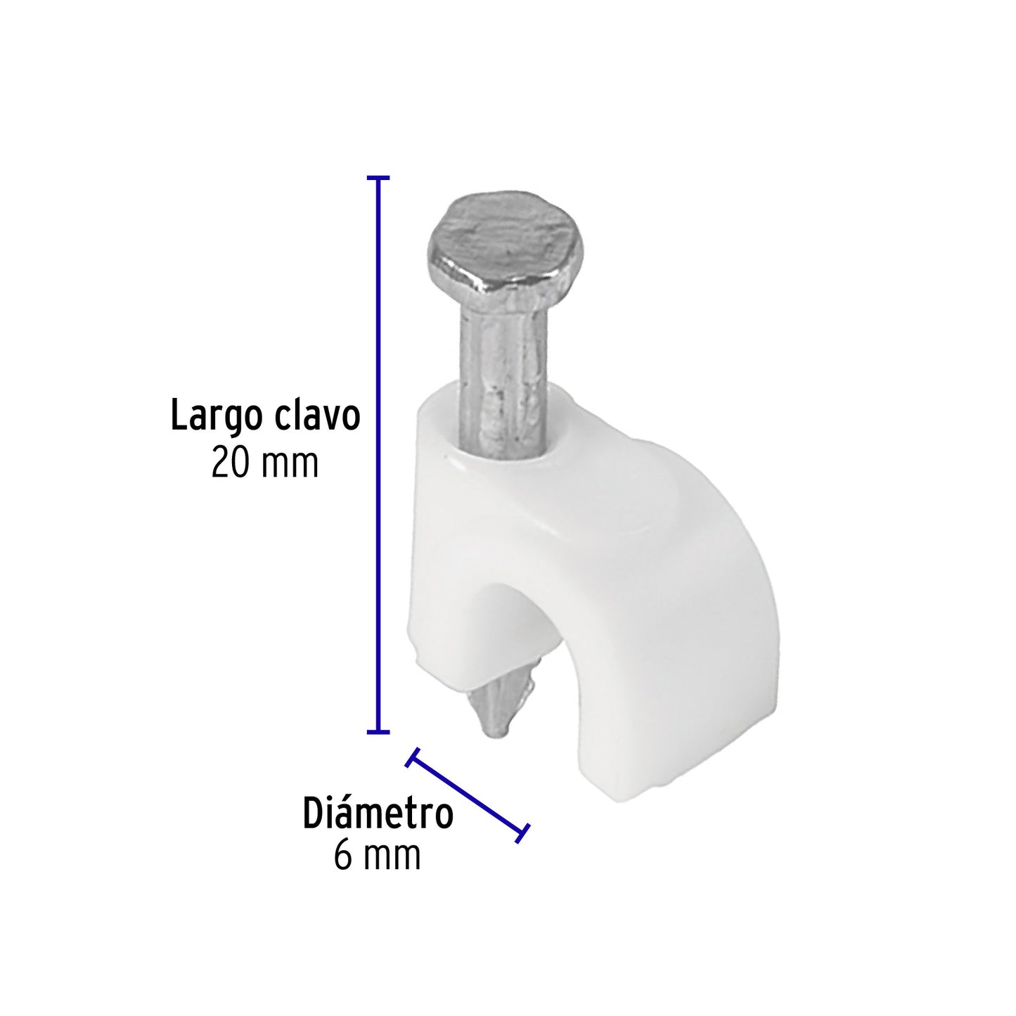 Grapa para cable redondo 6 mm blanca bolsa con 20 piezas 48272 Bolsa de plastico