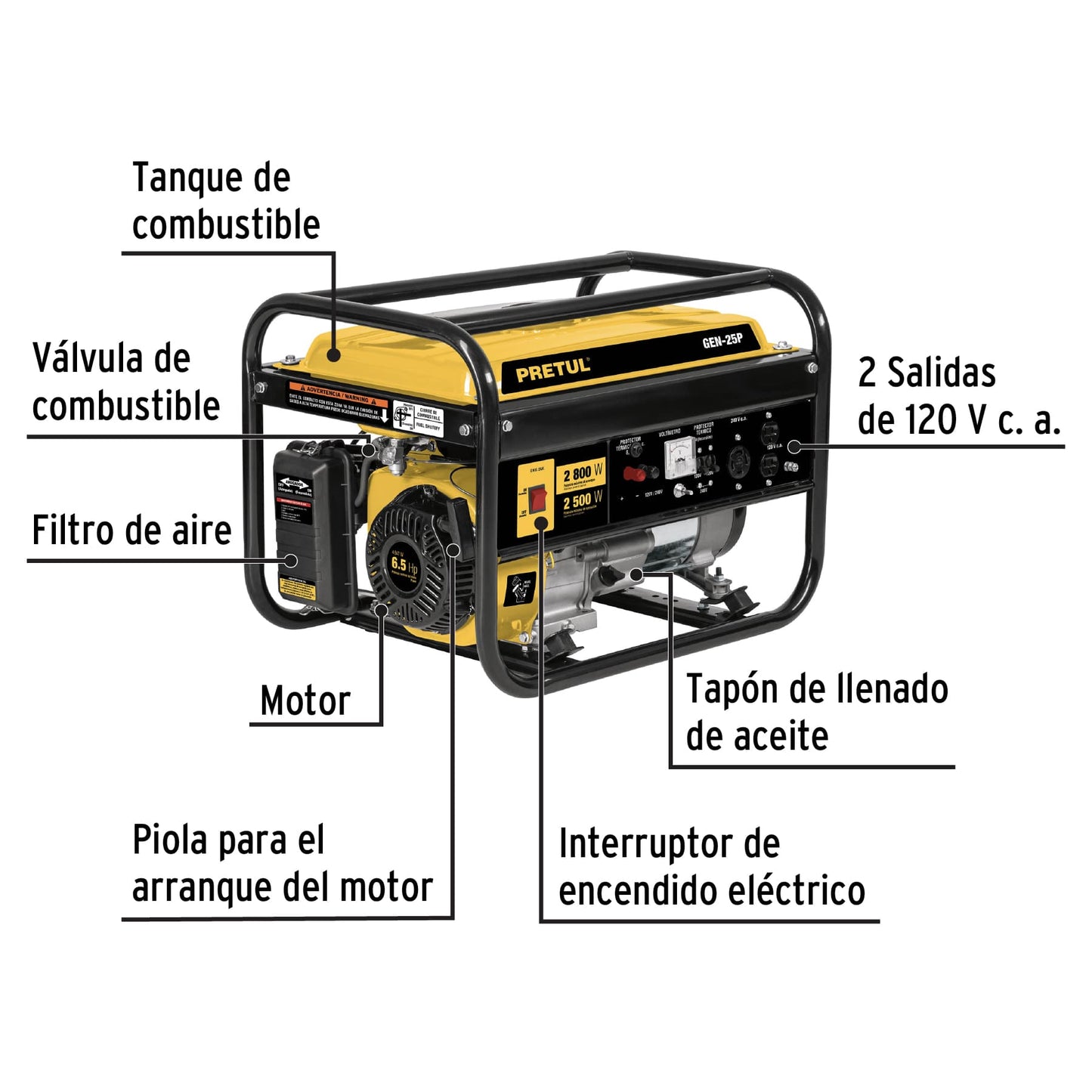 Generador electrico a gasolina 2500 watts 26034 pretul Pieza