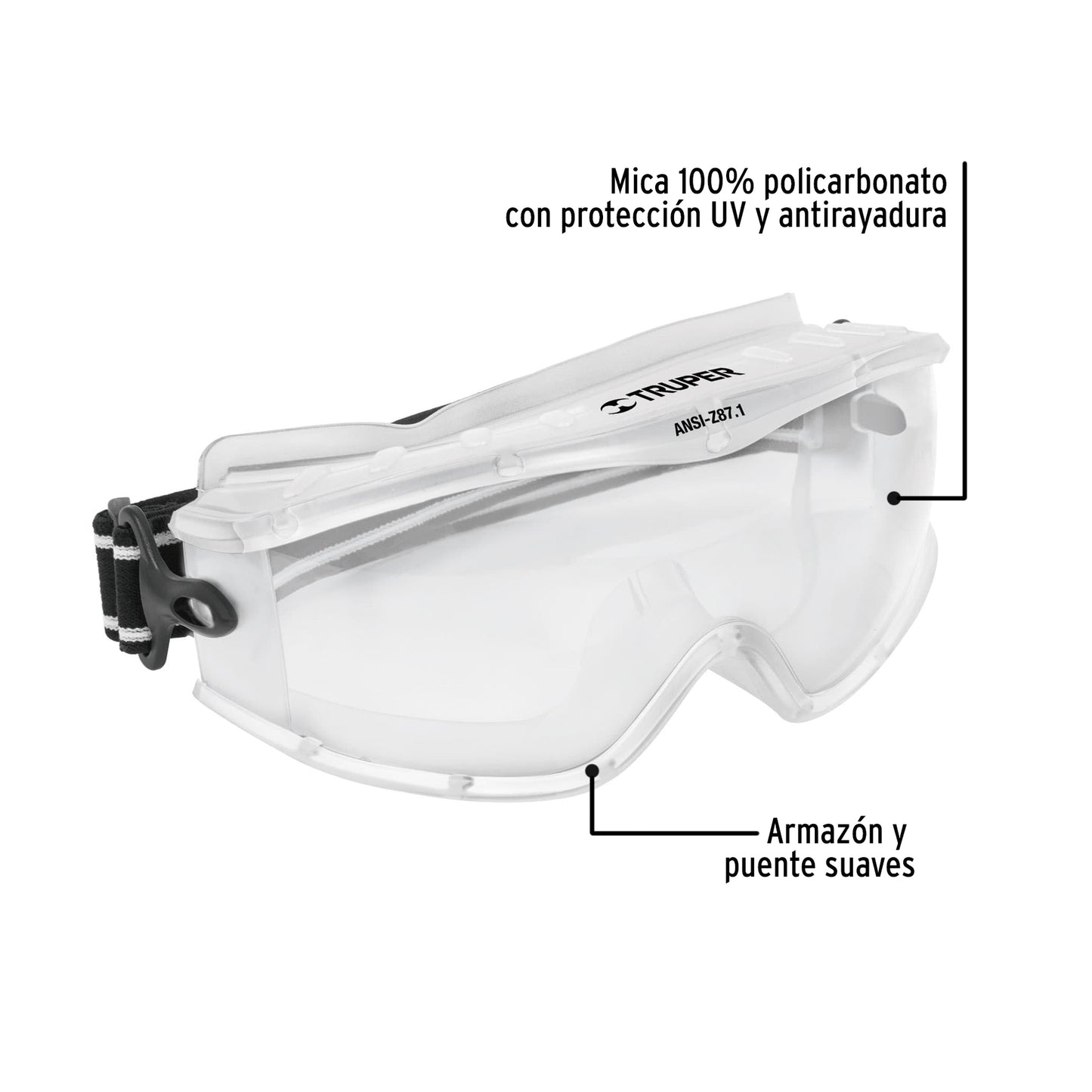Goggles de seguridad profesionales mica transparente Pieza