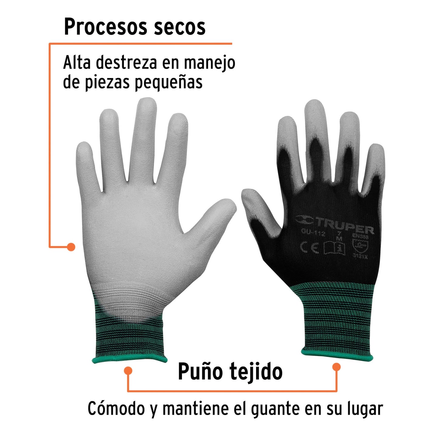 Guantes de nylon para mecanico medianos 13291 Truper Pieza