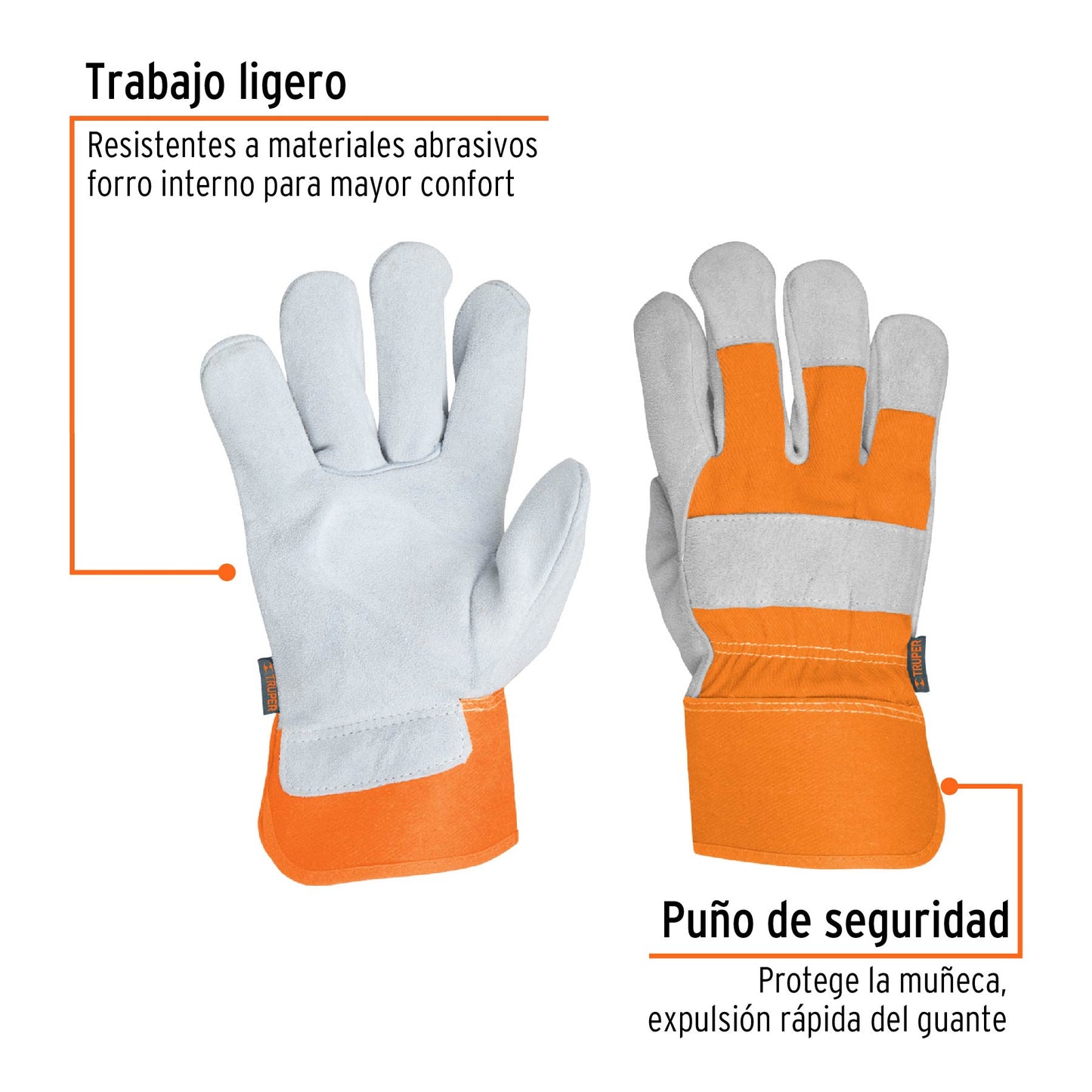 Guantes de carnaza y loneta unitalla 14245 Truper Par
