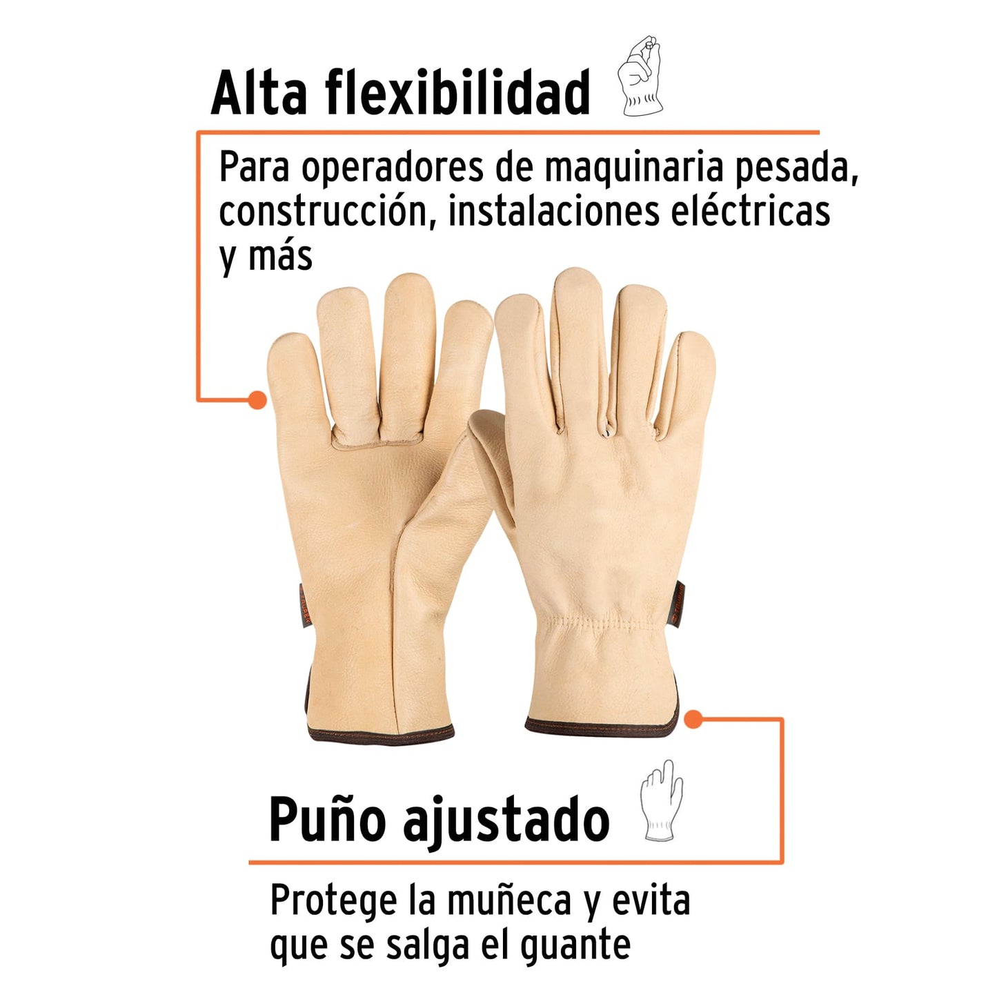 Guantes de piel de res tipo operador Par