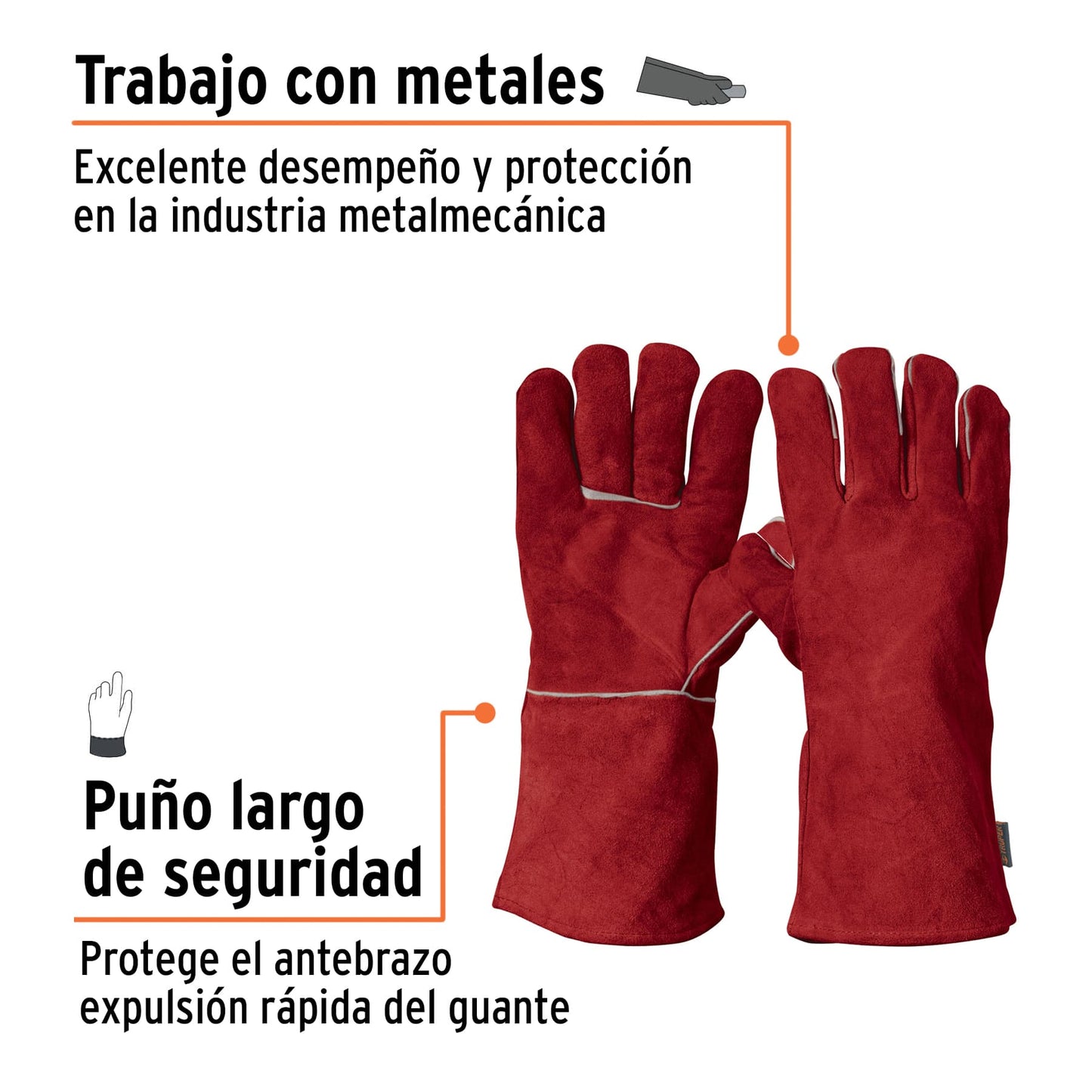 Guantes rojos para soldador 19458 truper Par