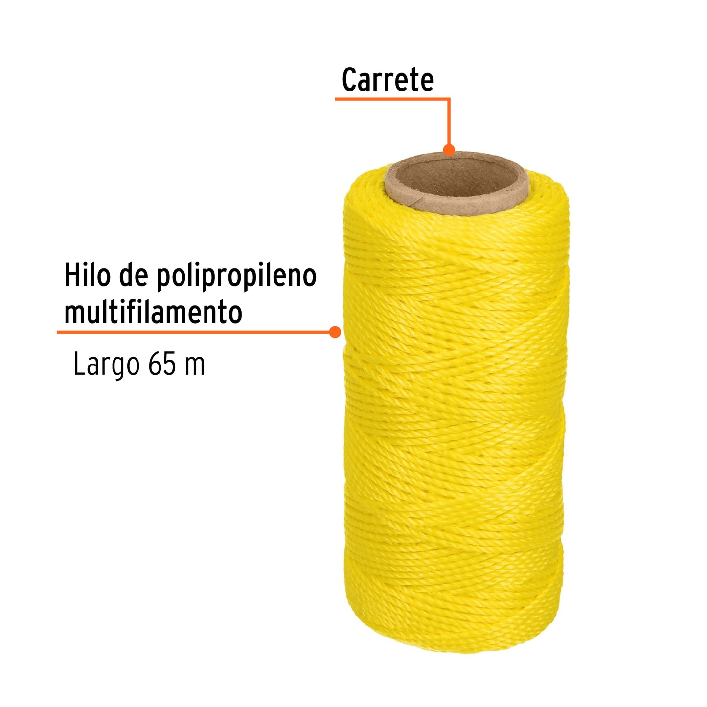 Carrete con 65 m de hilo para albañil amarillo 14045 Truper Pieza