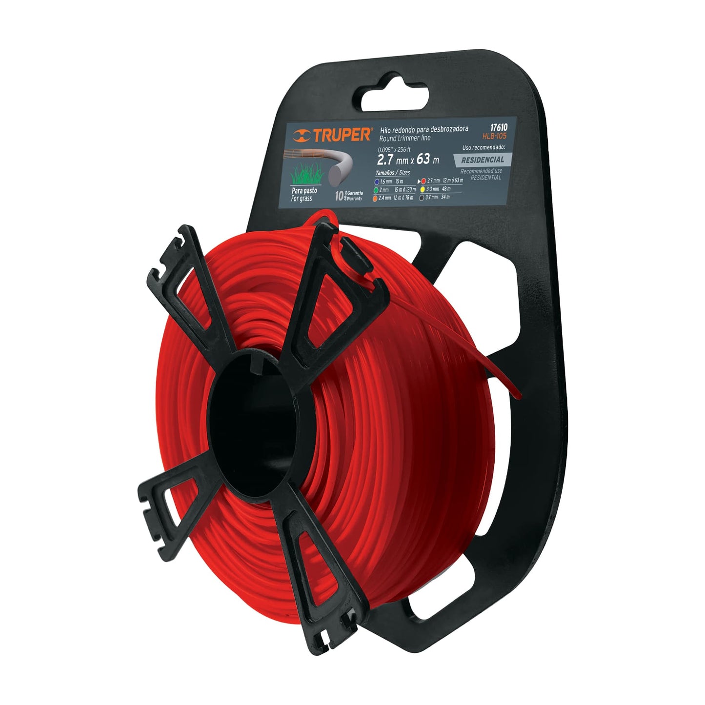 Hilo redondo para desbrozadora 63 m largo 2.7 mm blister 17610 Truper Pieza