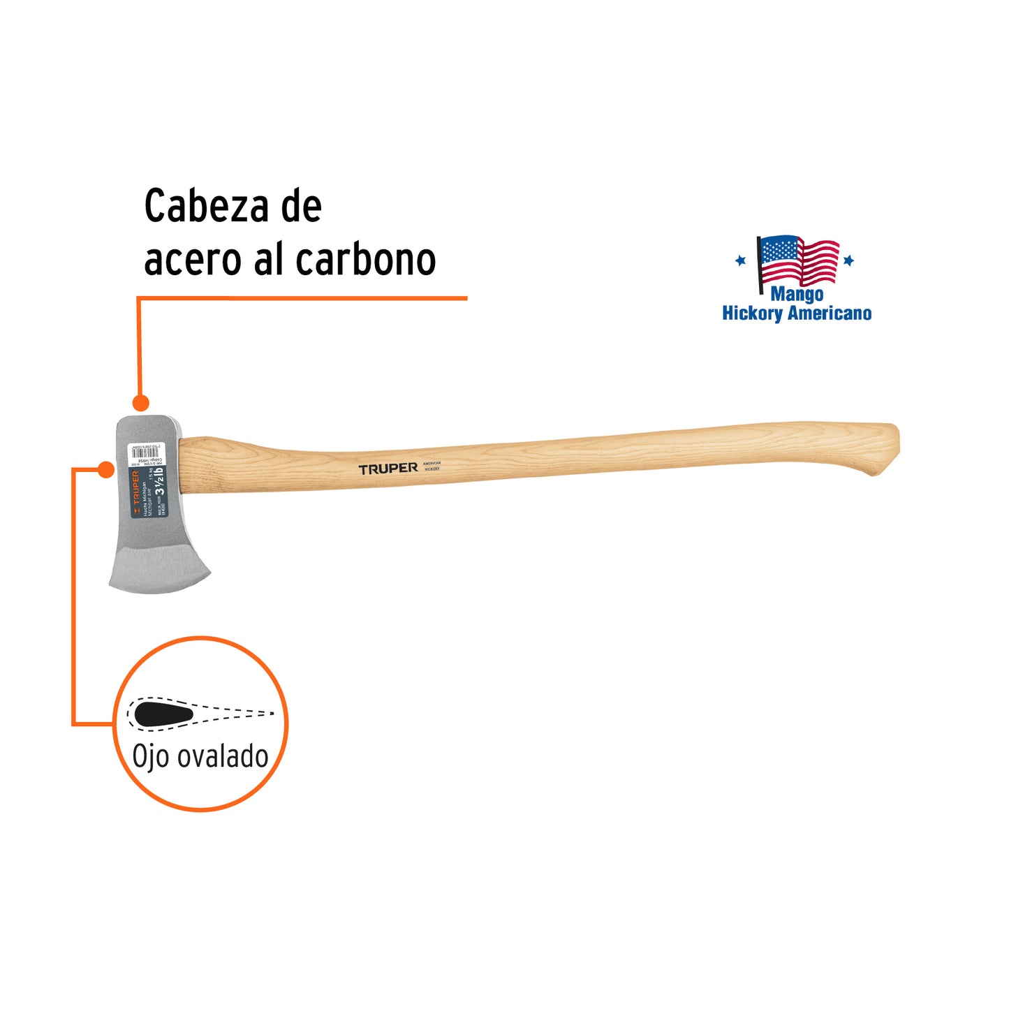 Hacha michigan 31/2 lb mango hickory 14958 Pieza
