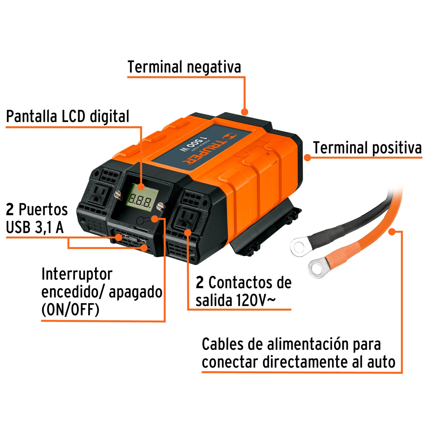 Inversor de corriente 1500w truper 10492