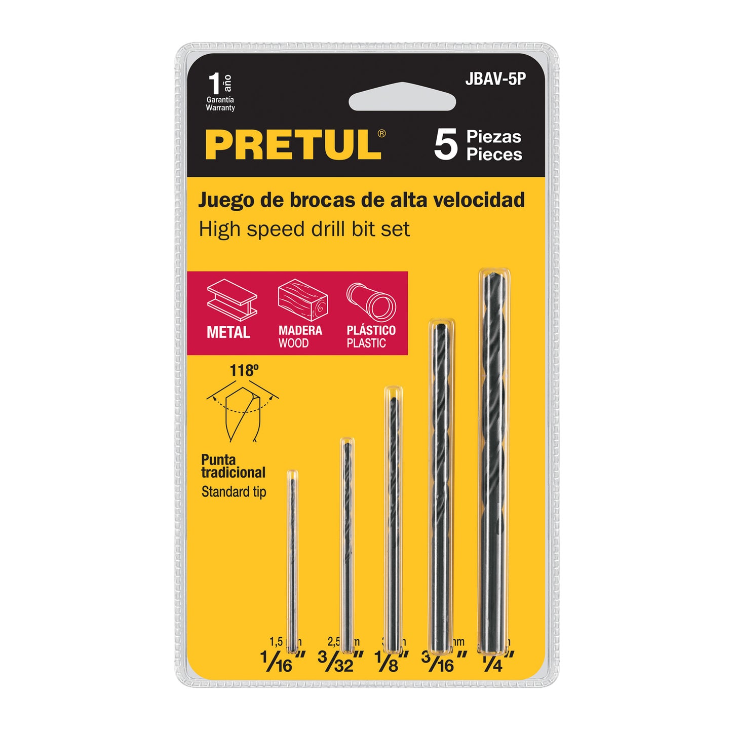 Brocas para fierro juego 5 piezas 20703 pretul Pieza