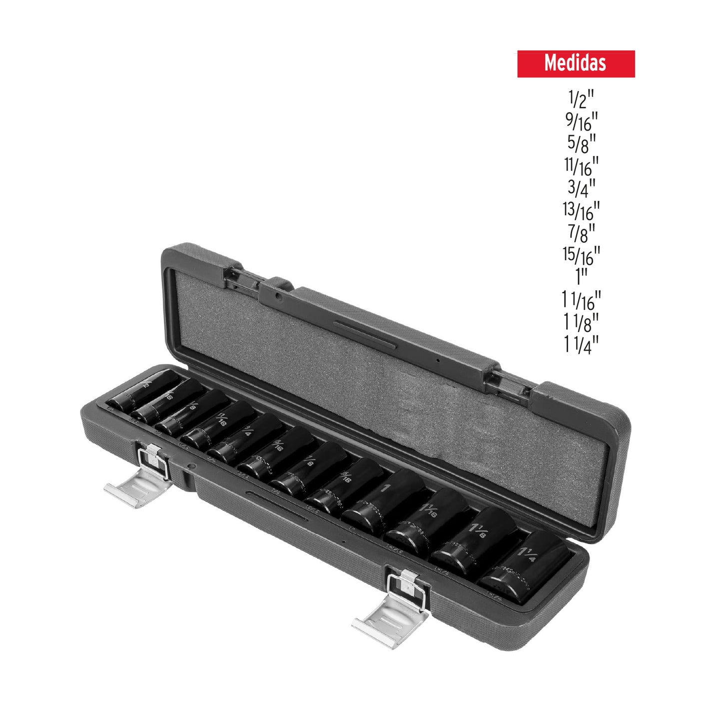 Juego de 12 dados largos cuadro 1/2P de impacto 6 puntas std 100945 Pieza