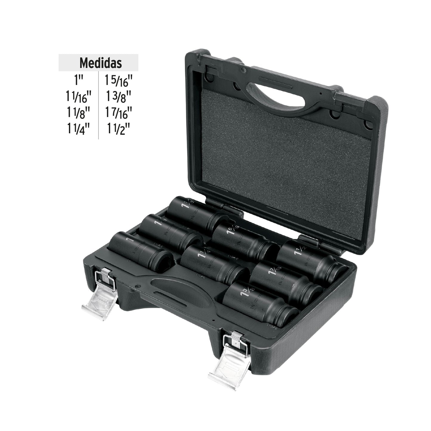 Juego de 8 dados largos cuadro 3/4P de impacto 6 puntas std 100948 truper Pieza