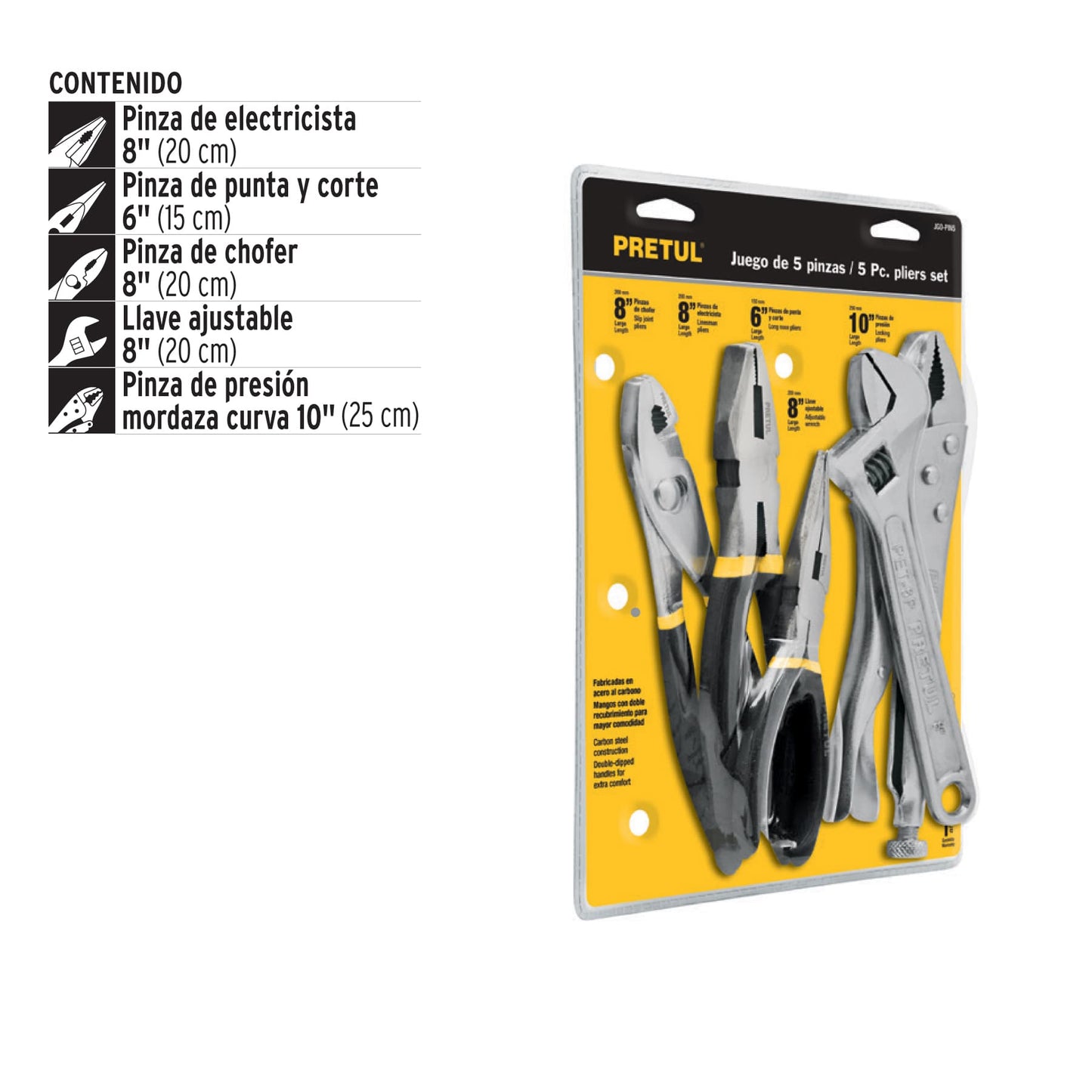 Juego de pinzas 5 piezas pretul pretul22971 Pieza