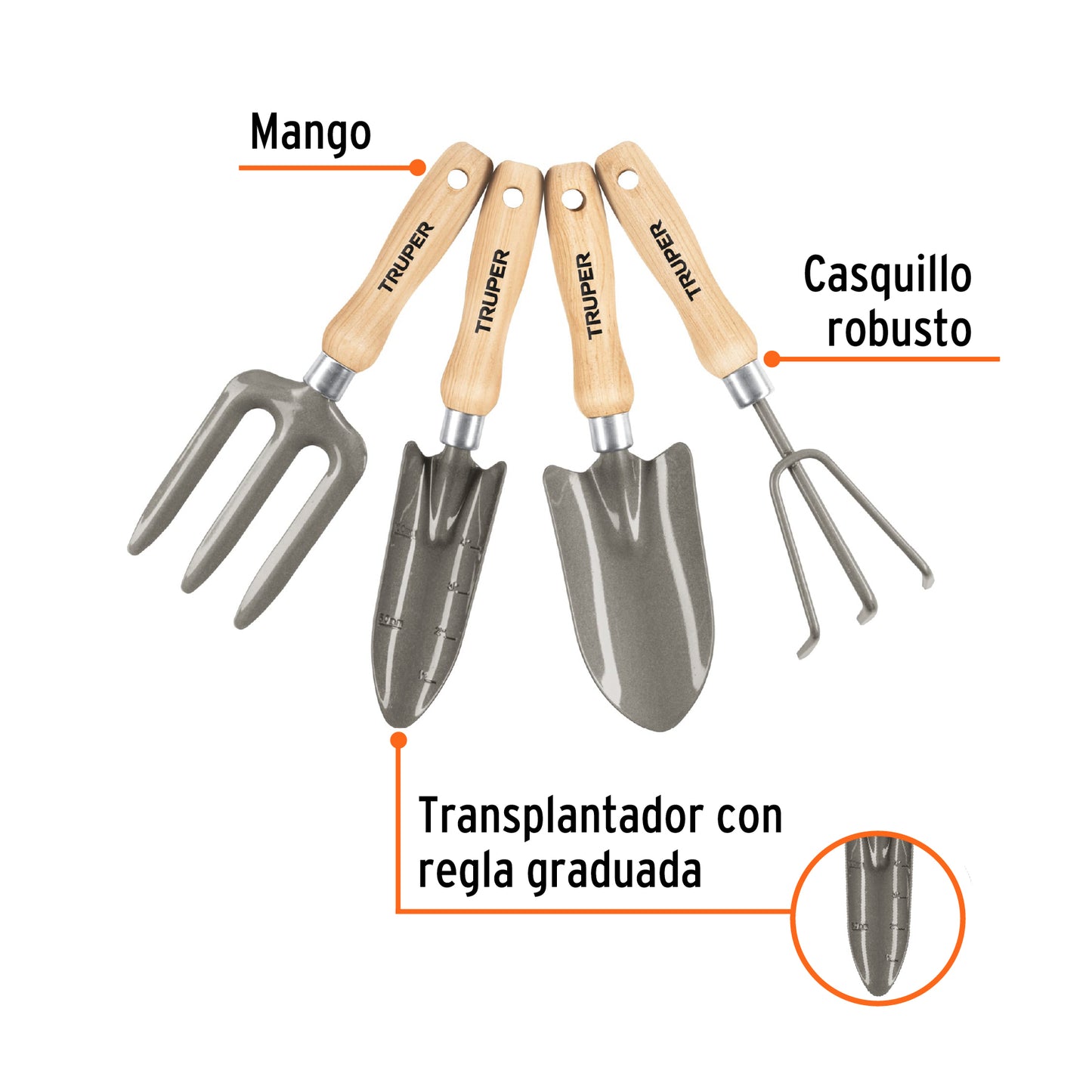 Juego herramientas para jardín 4 piezas 6 15030 Truper Pieza